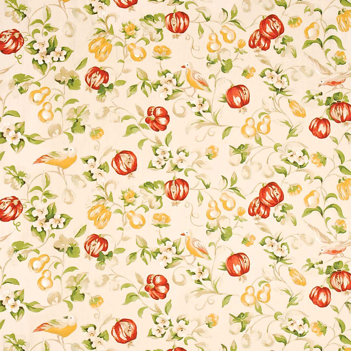 Pear and Pomegranate DAPGPE205 Lemon/Vermillion Fabric By Sanderson