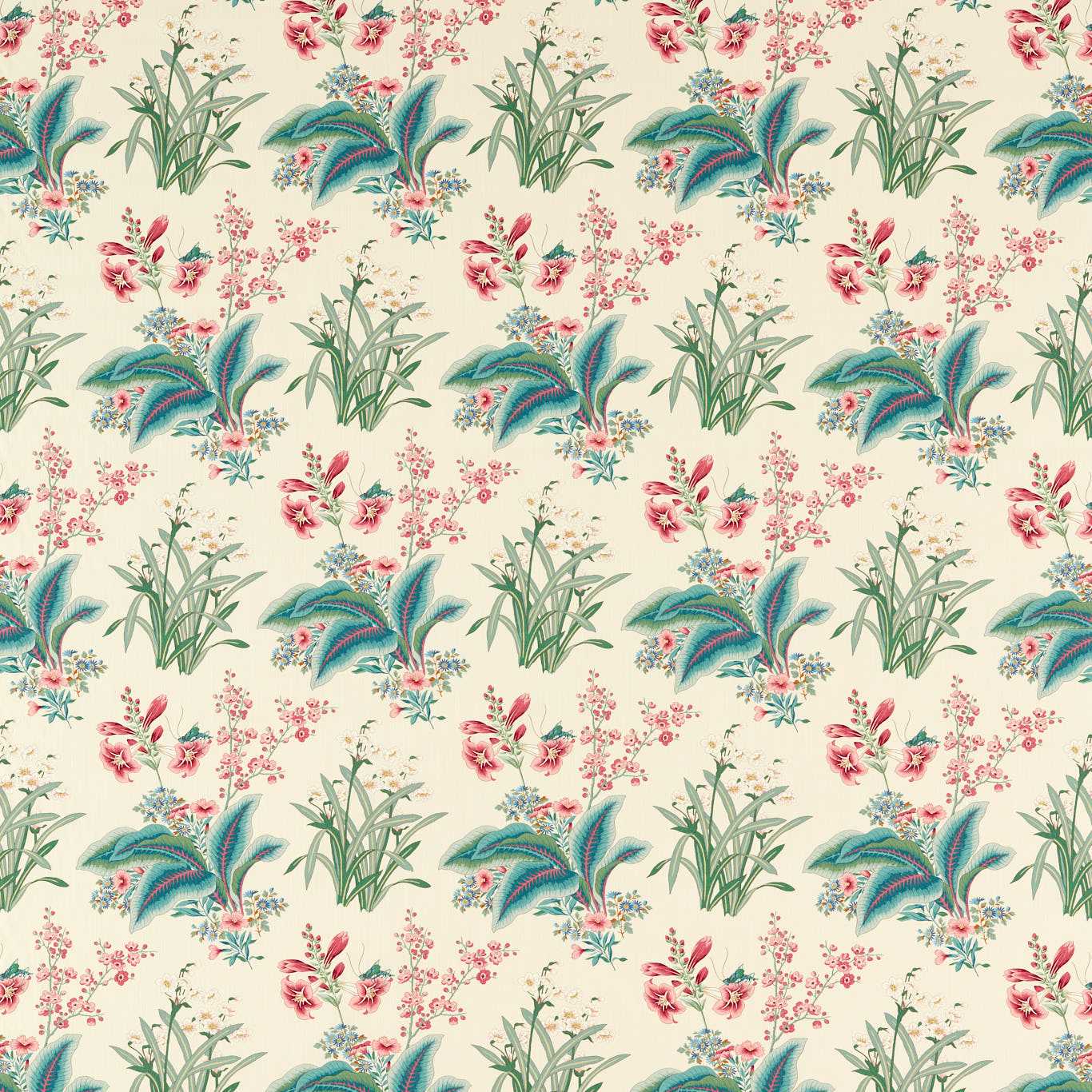 Enys Garden Blush Jade Fabric By Sanderson