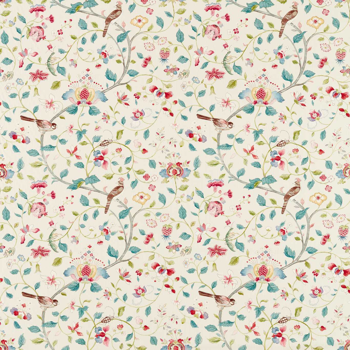 Arils Garden Blue Clay/Pink Fabric By Sanderson