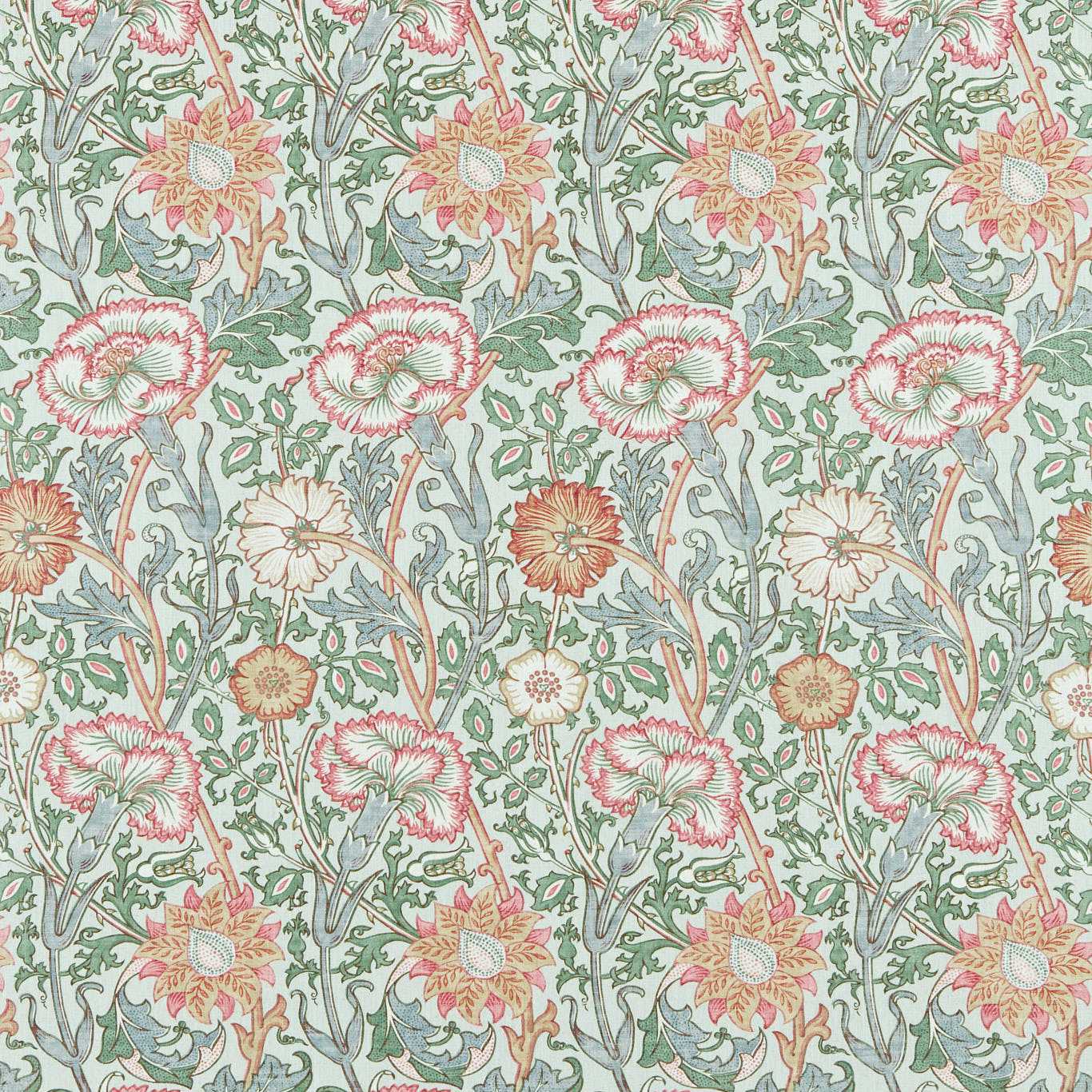 Pink and Rose 222532 Eggshell/Rose Fabric By Morris & Co