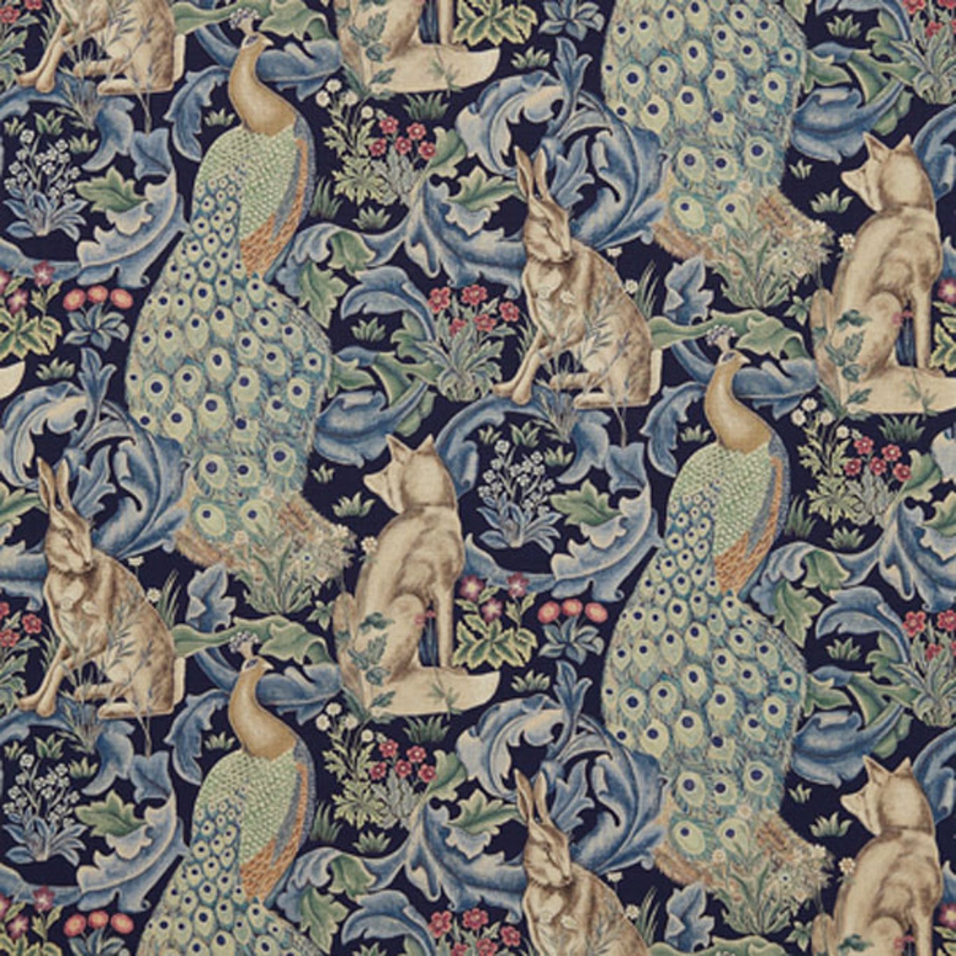 Forest 222534 Indigo Fabric By Morris & Co