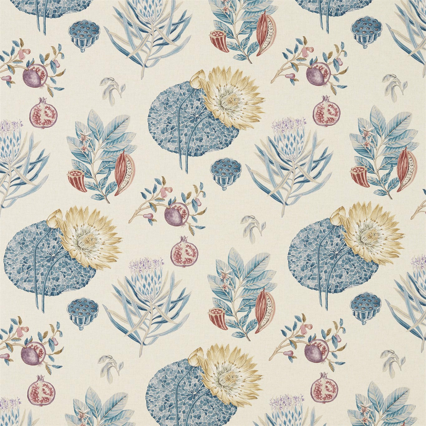 Lily Bank Ruby/Indigo Fabric By Sanderson