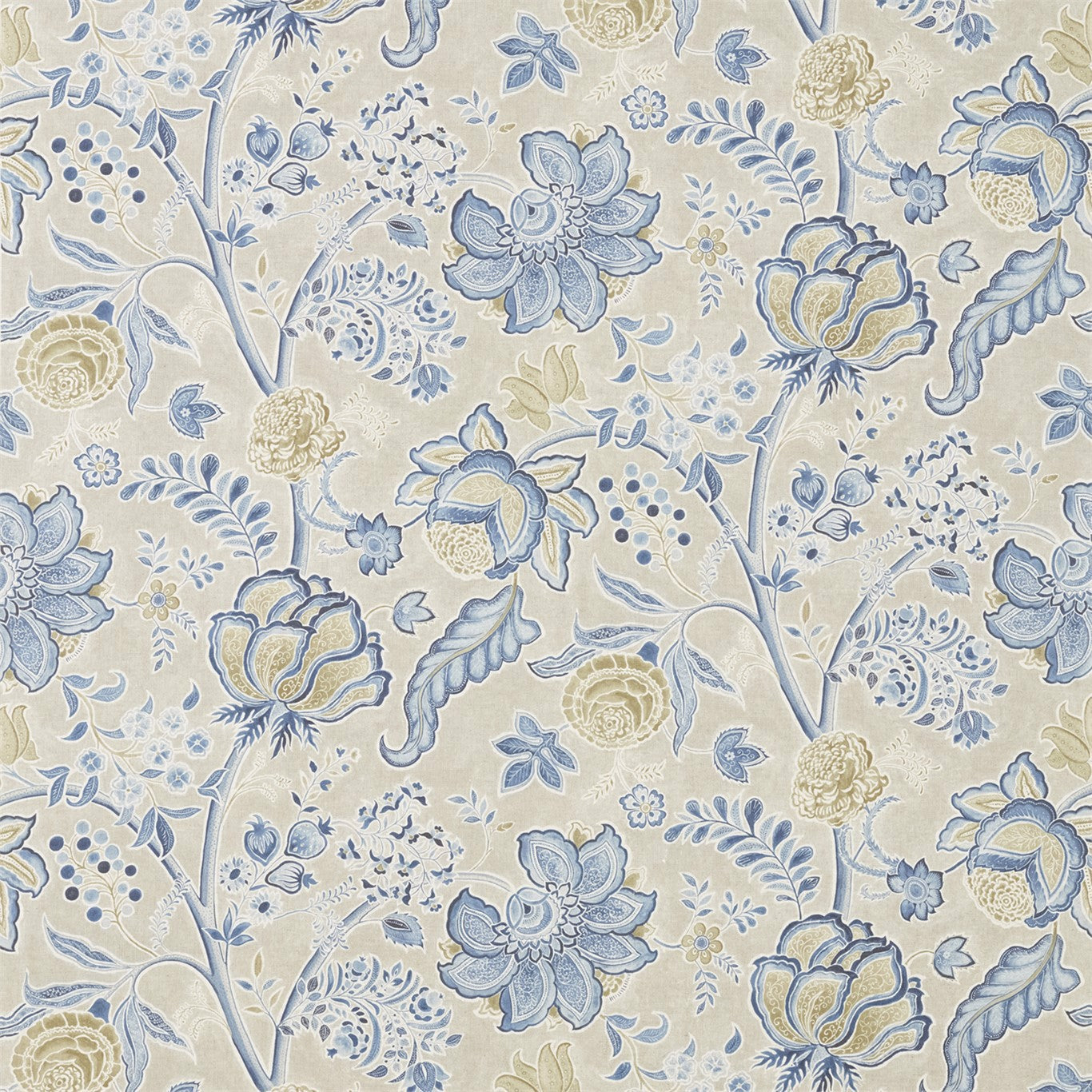 Shalimar China Blue/Linen Fabric By Sanderson