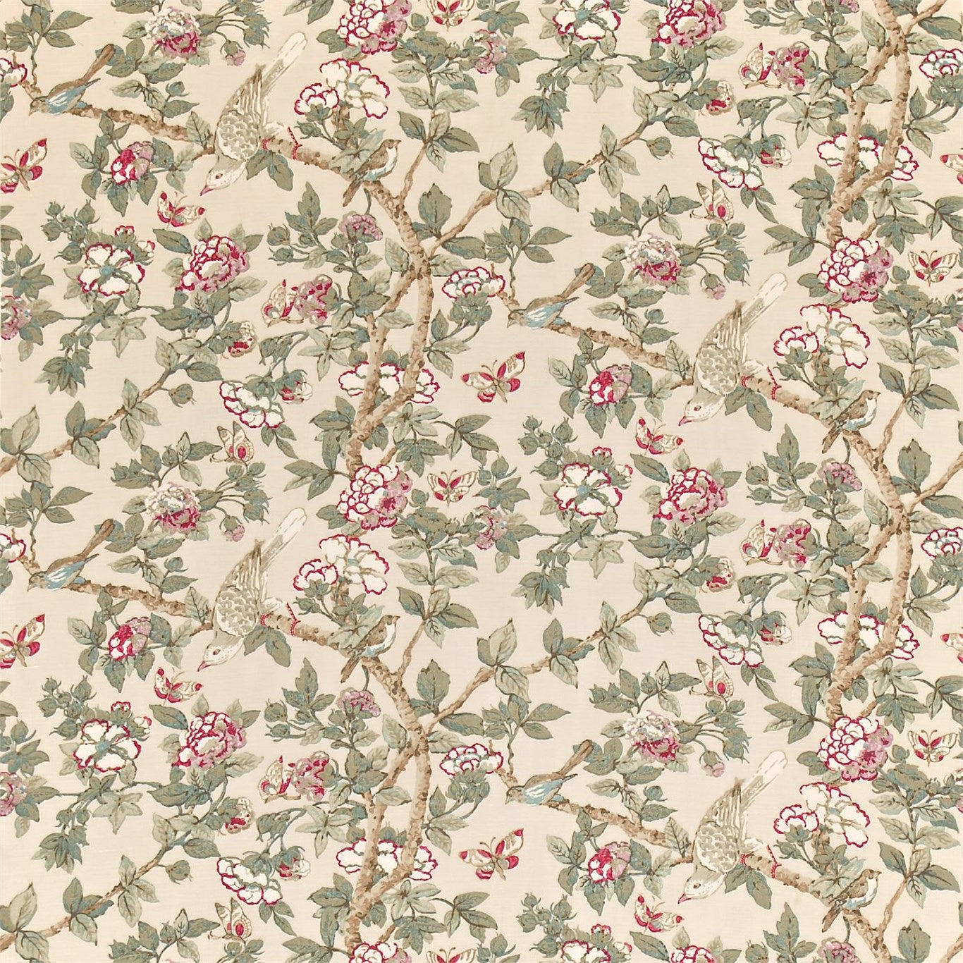 Caverley Rose/Pewter Fabric By Sanderson