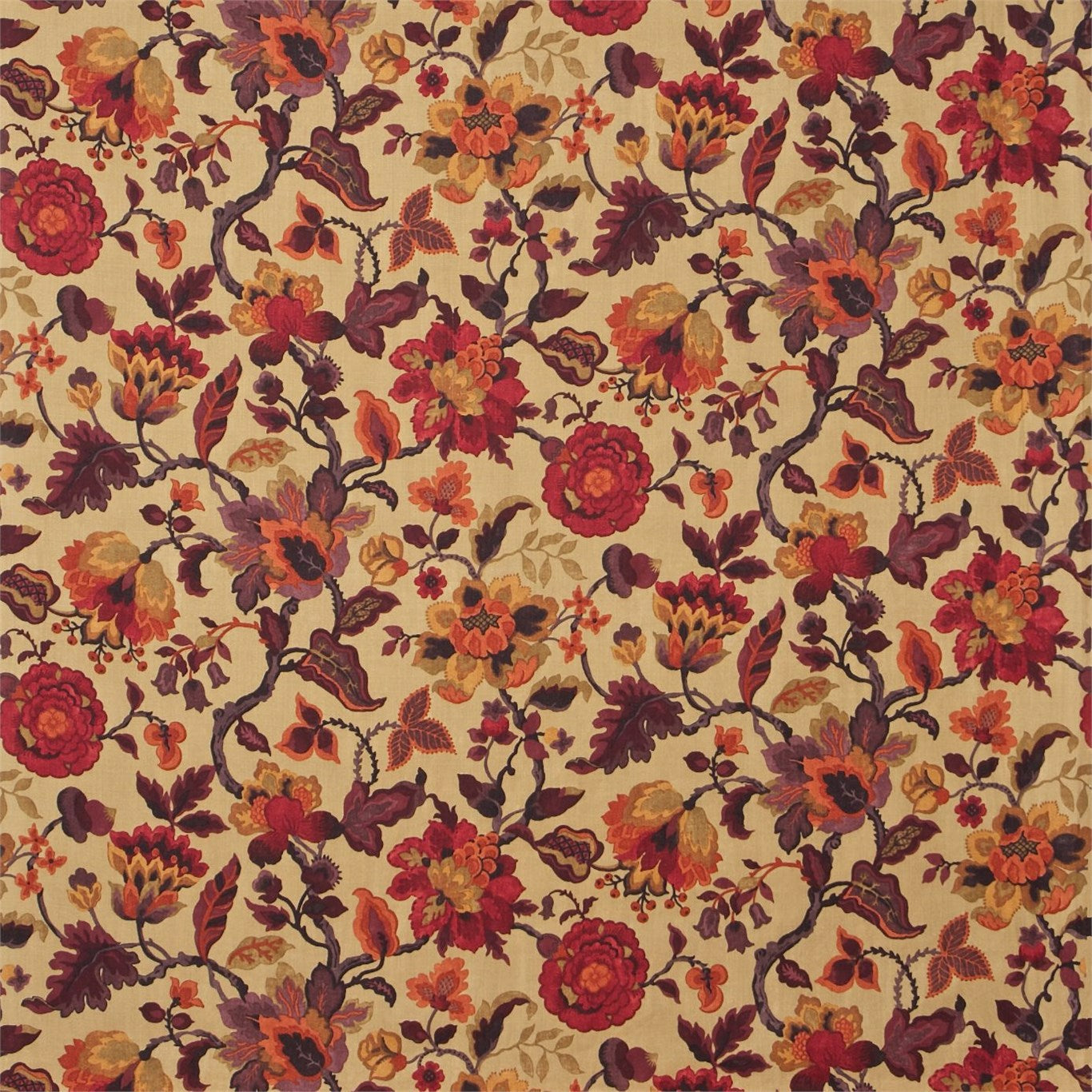 Amanpuri Old Gold/Aubergine Fabric By Sanderson