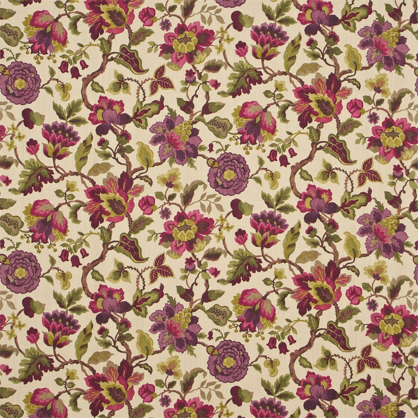 Amanpuri Mulberry/Olive Fabric By Sanderson