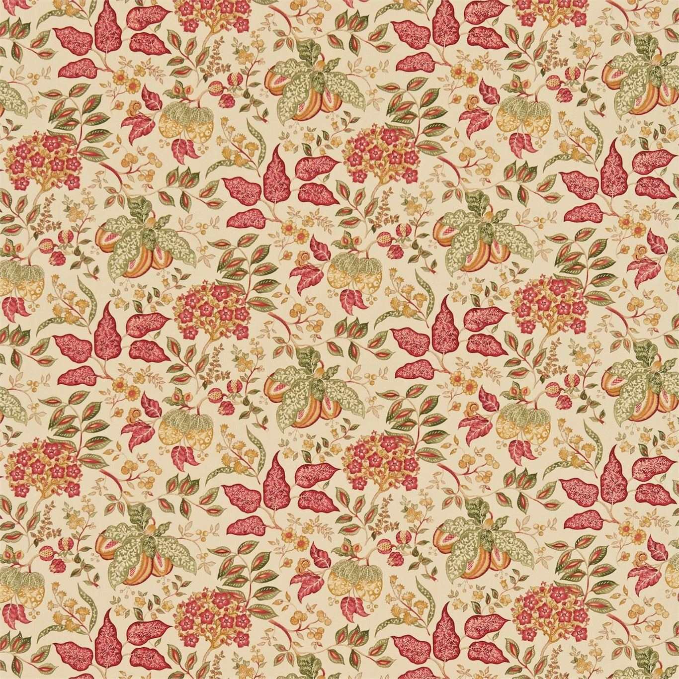 Madagascar Gold/Red Fabric By Sanderson