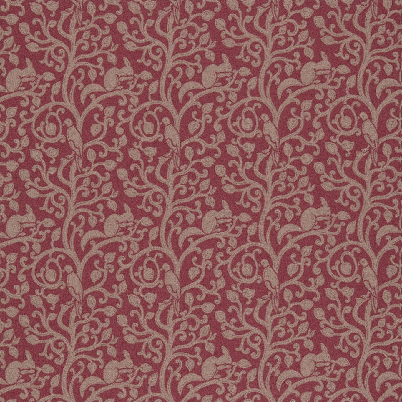 Squirrel and Dove Wool Cherry Fabric By Sanderson