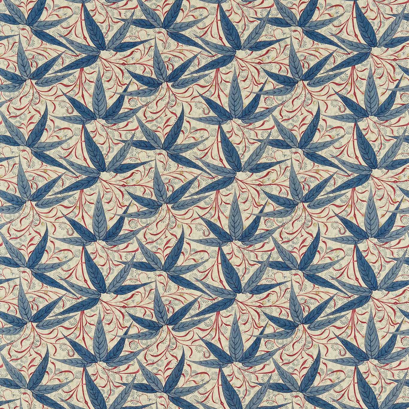 Bamboo Indigo/Woad Fabric By Morris & Co