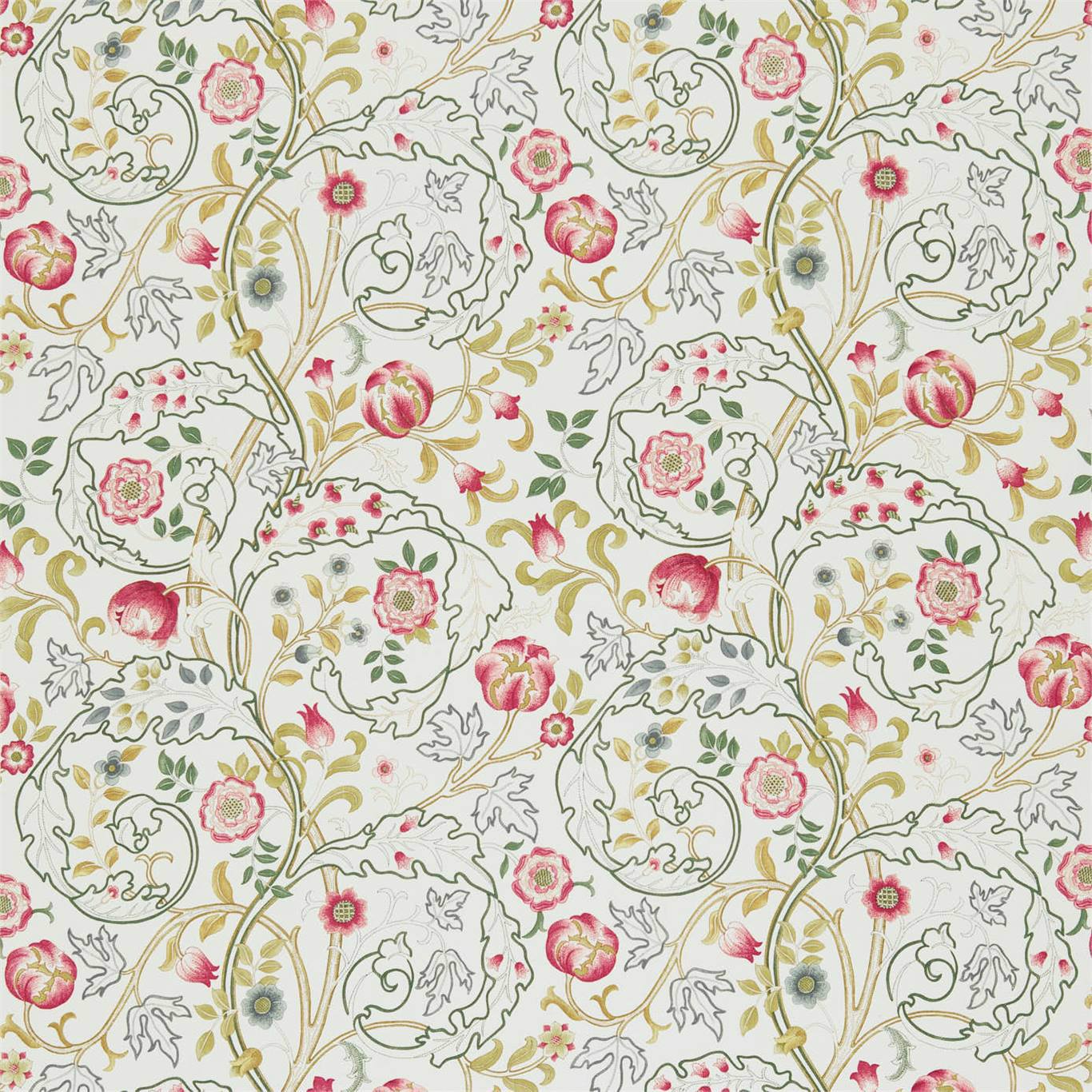 Mary Isobel Pink/Ivory Fabric By Morris & Co