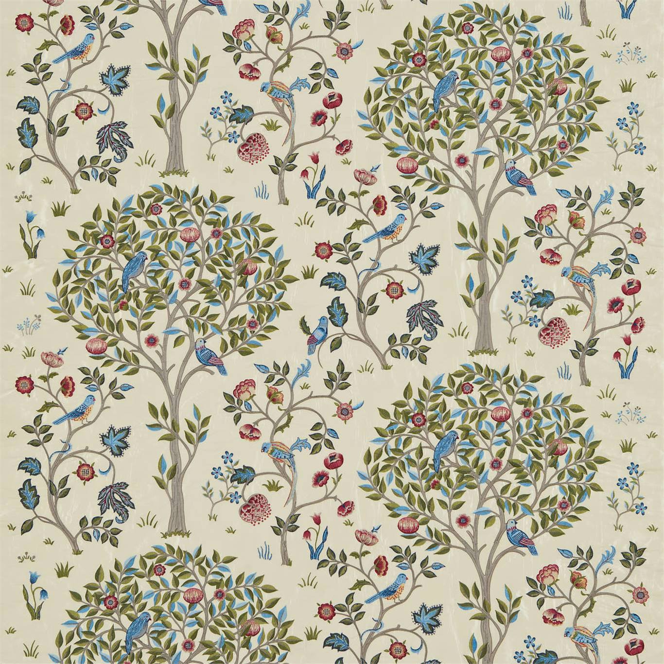 Kelmscott Tree Woad/Rose Fabric By Morris & Co