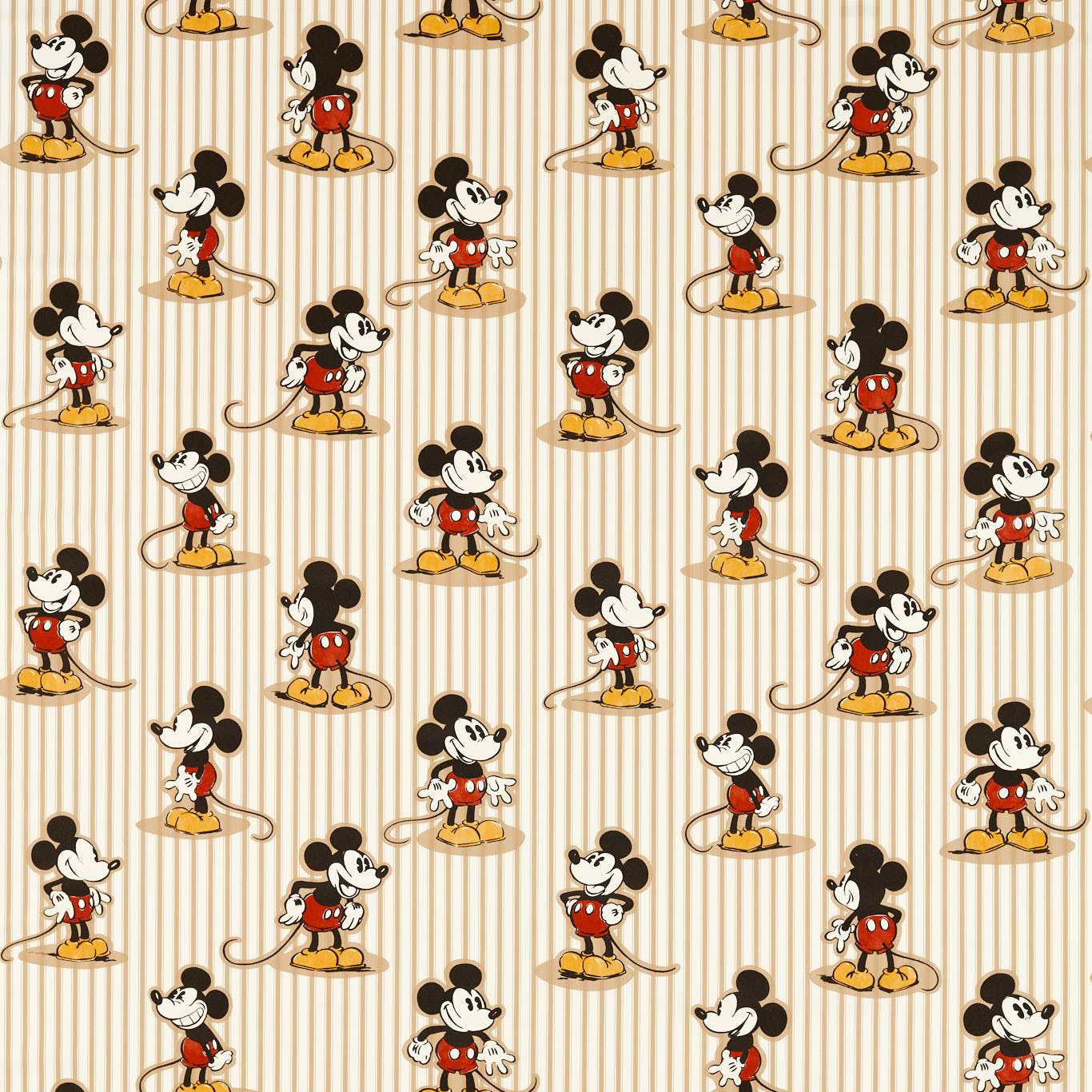 Mickey Stripe Peanut Fabric By Sanderson