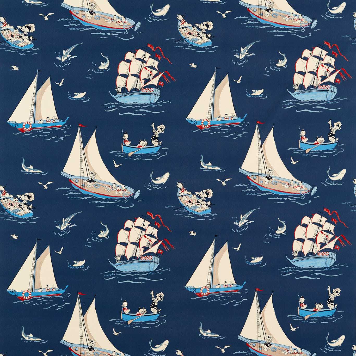 Donald Nautical Night Fishing Fabric By Sanderson