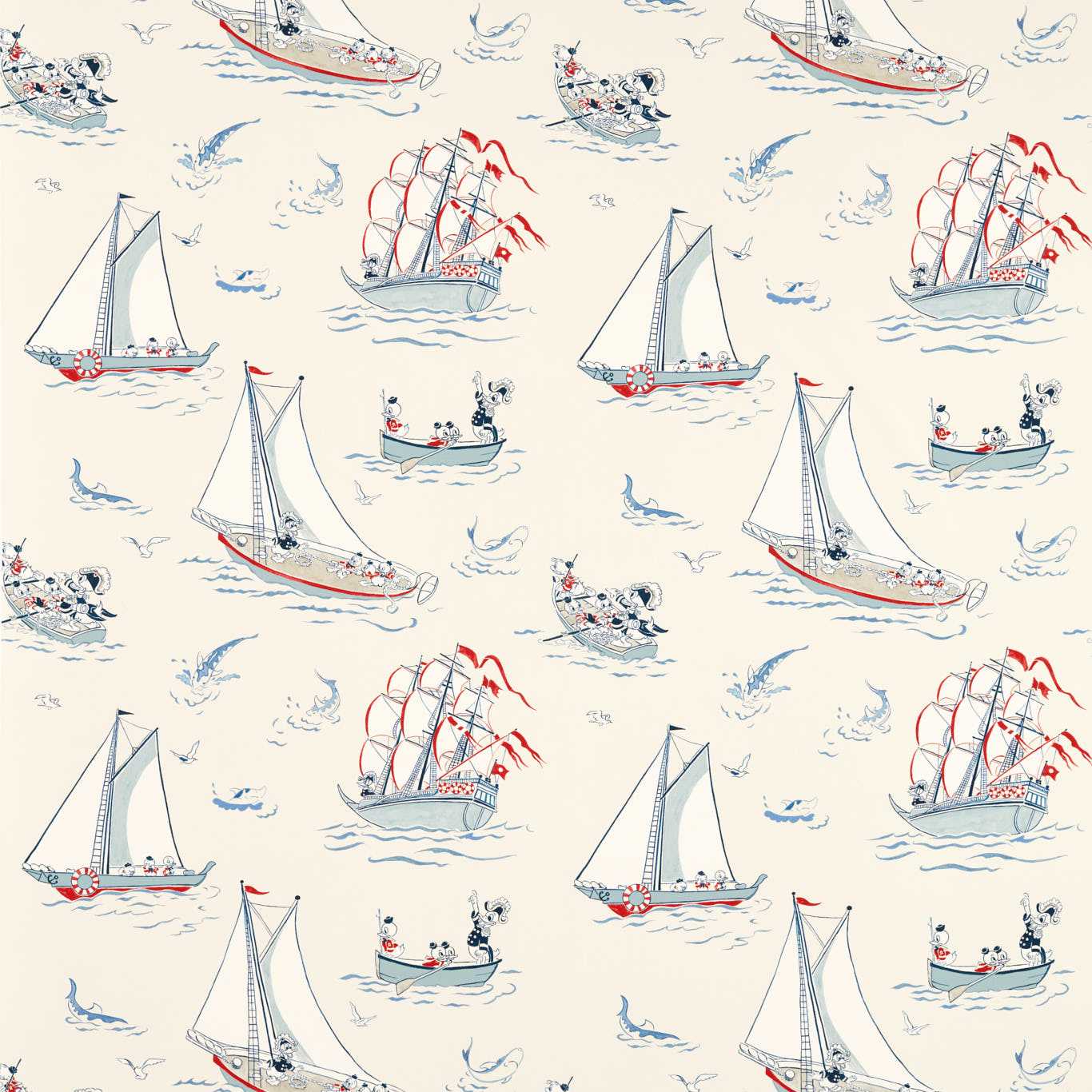 Donald Nautical Sea Salt Fabric By Sanderson