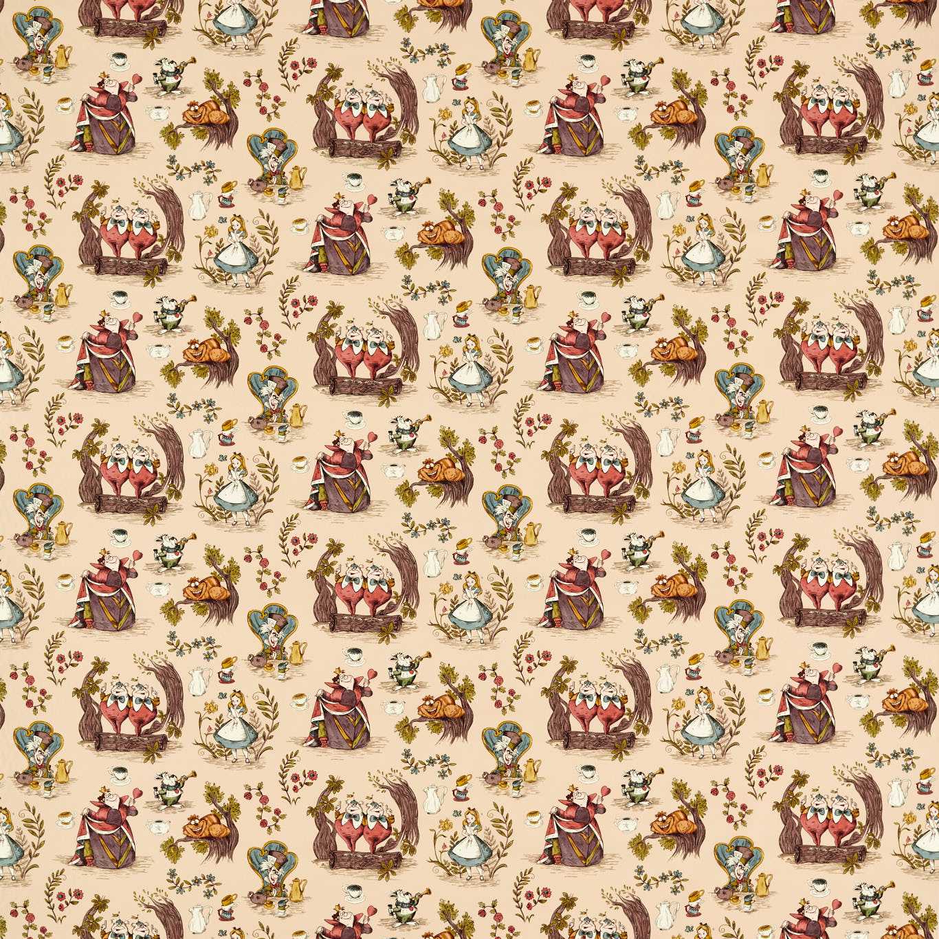 Alice in Wonderland Caramel Fabric By Sanderson