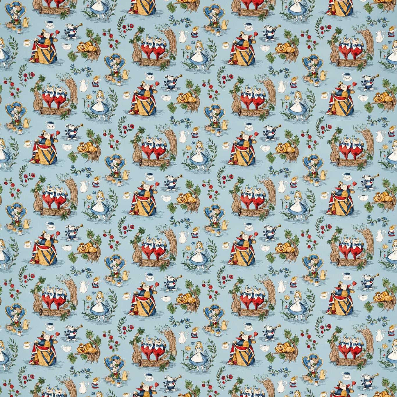 Alice in Wonderland Puddle Blue Fabric By Sanderson