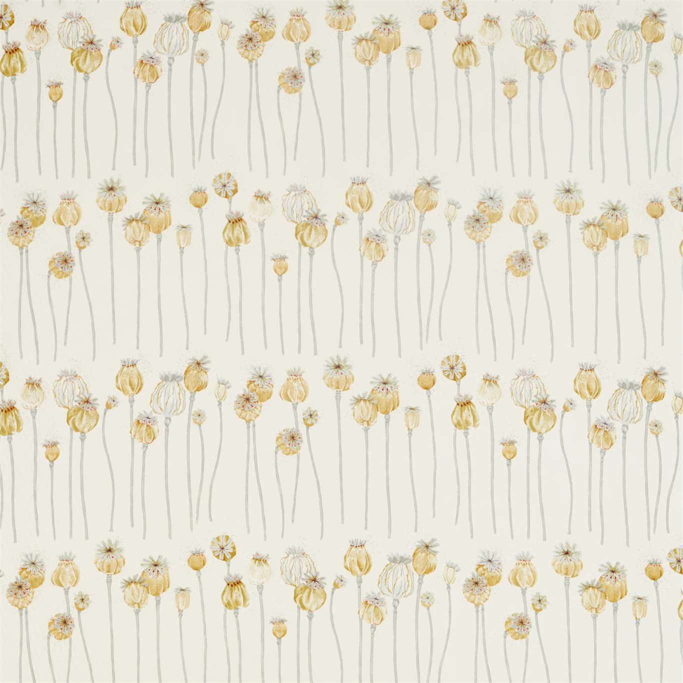 Poppy Pods Sienna/Dove Fabric By Sanderson