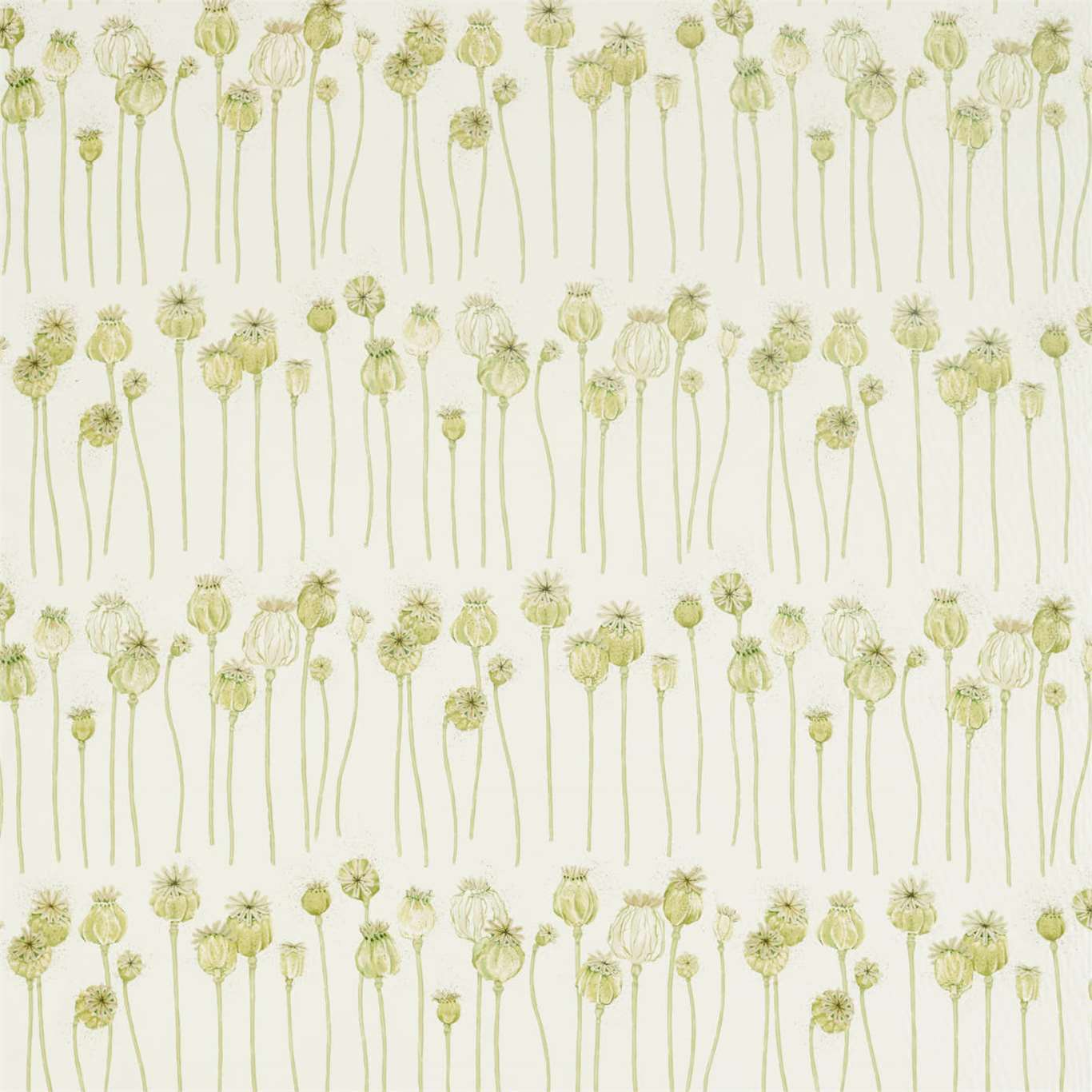 Poppy Pods Olive/Almond Fabric By Sanderson