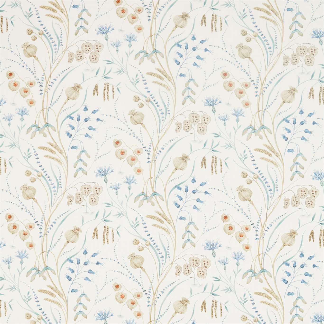 Summer Harvest Cornflower/Wheat Fabric By Sanderson