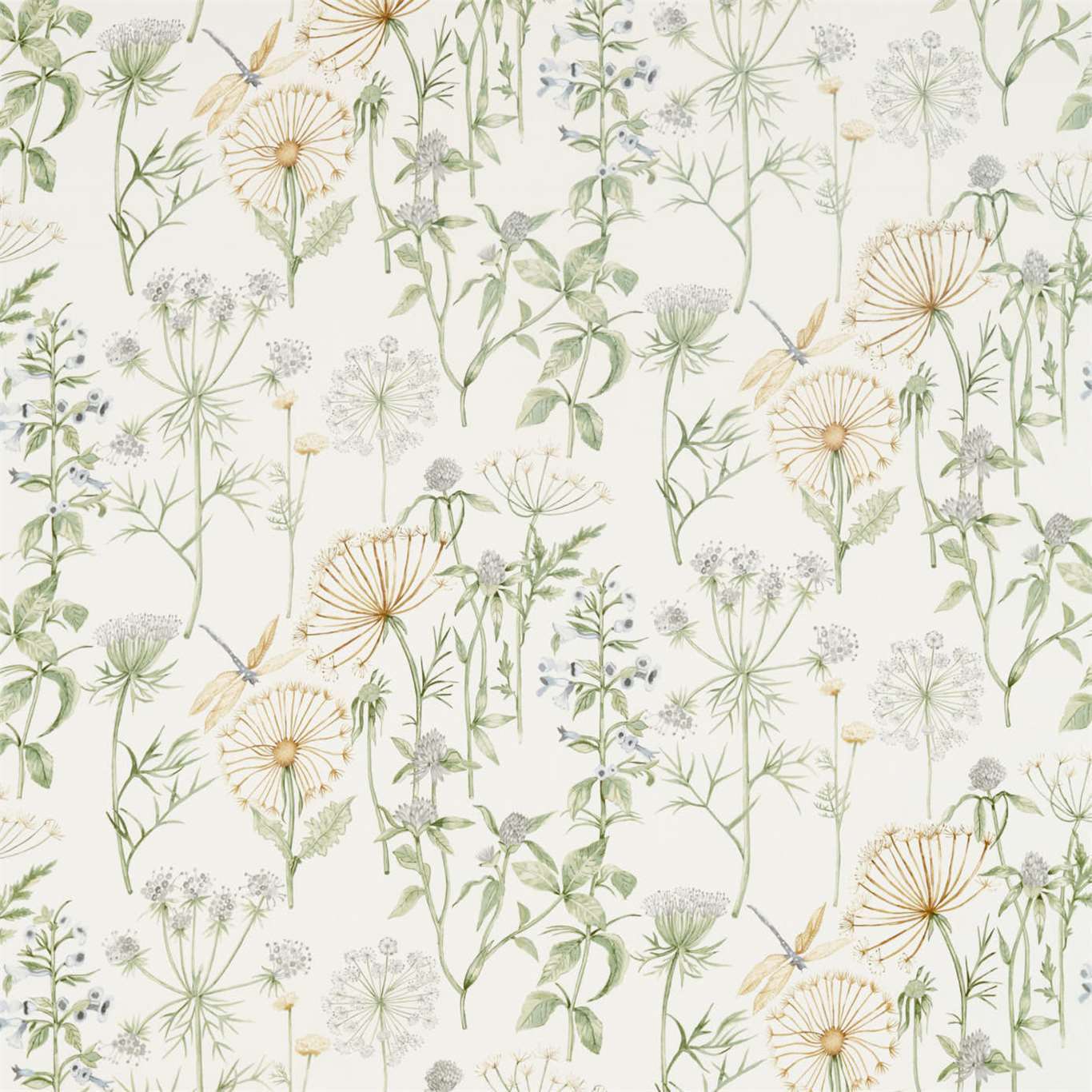 Wild Angelica Silver/Spring Leaf Fabric By Sanderson