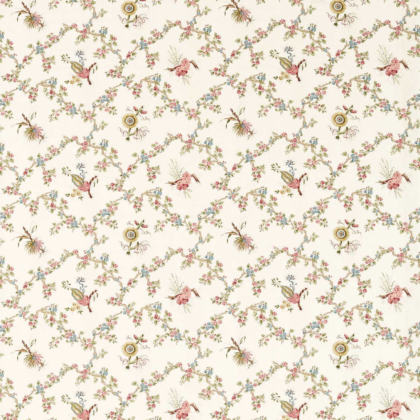 Trelliage Raspberry/Stone Fabric By Sanderson