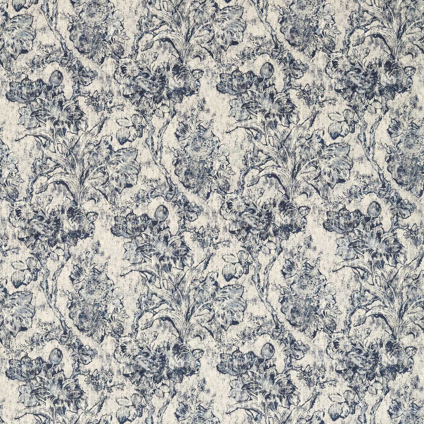 Fringed Tulip Toile Woad Fabric By Sanderson