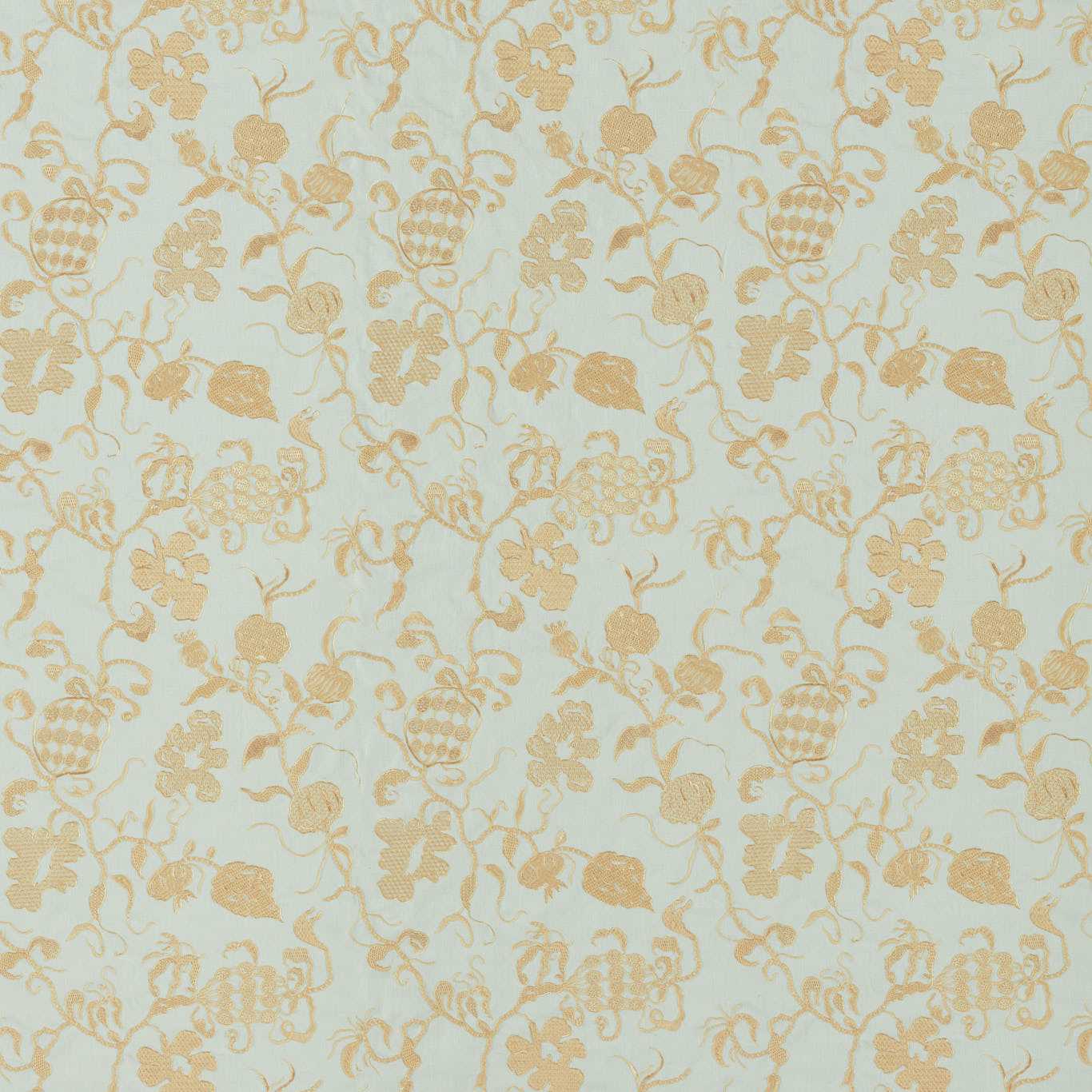 Mydsomer Pickings Smog Blue/Lame Gold Fabric By Sanderson