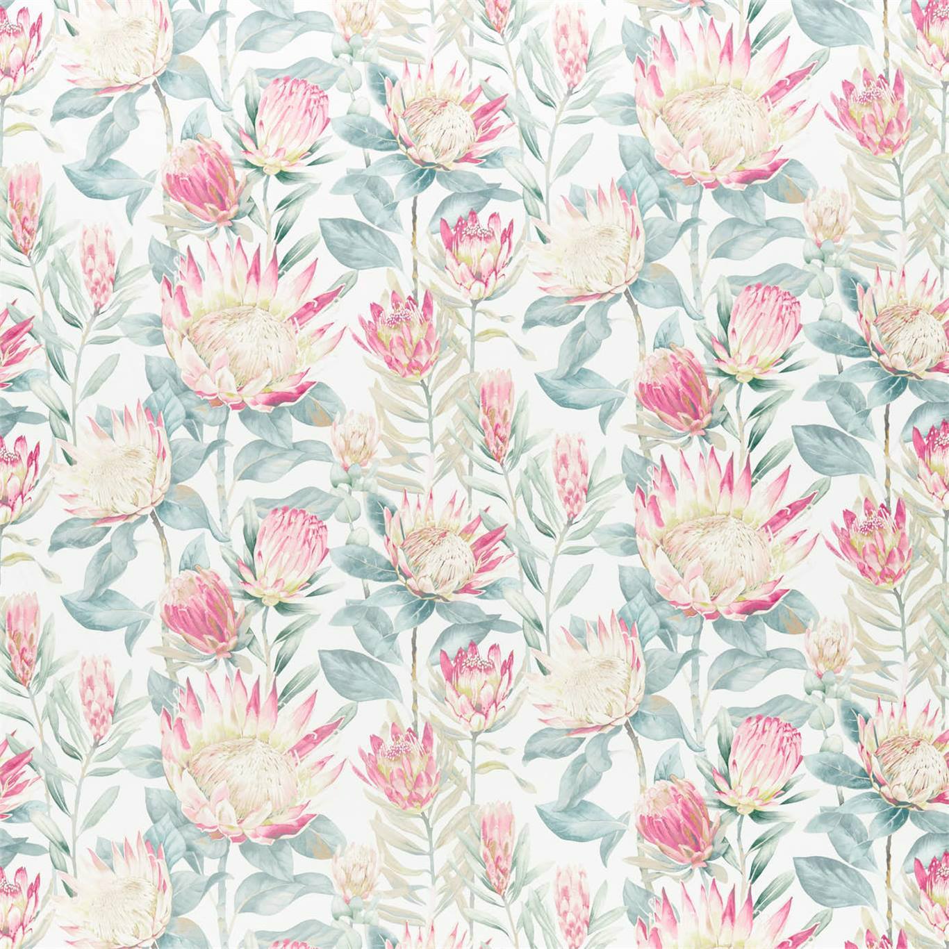 King Protea Orchid/Grey Fabric By Sanderson