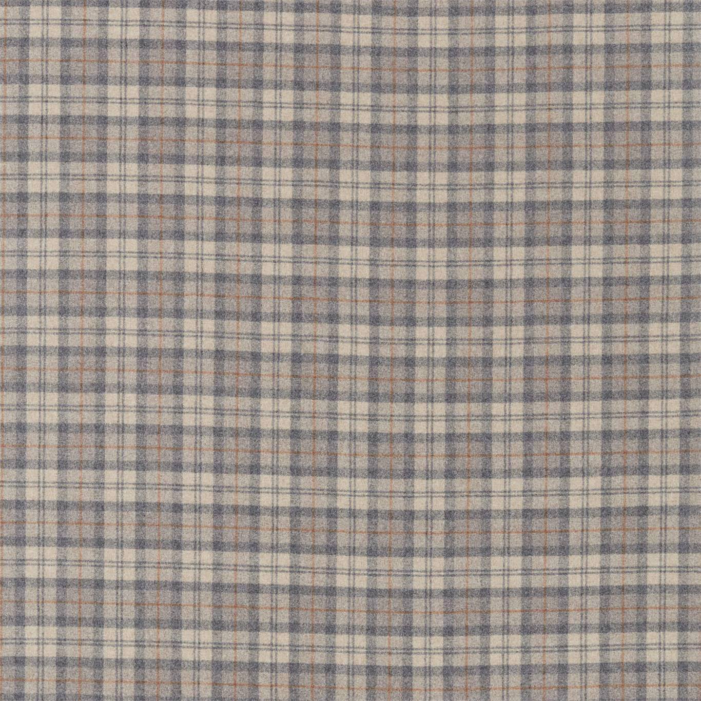 Fenton Check Grey/Cinnamon Fabric By Sanderson