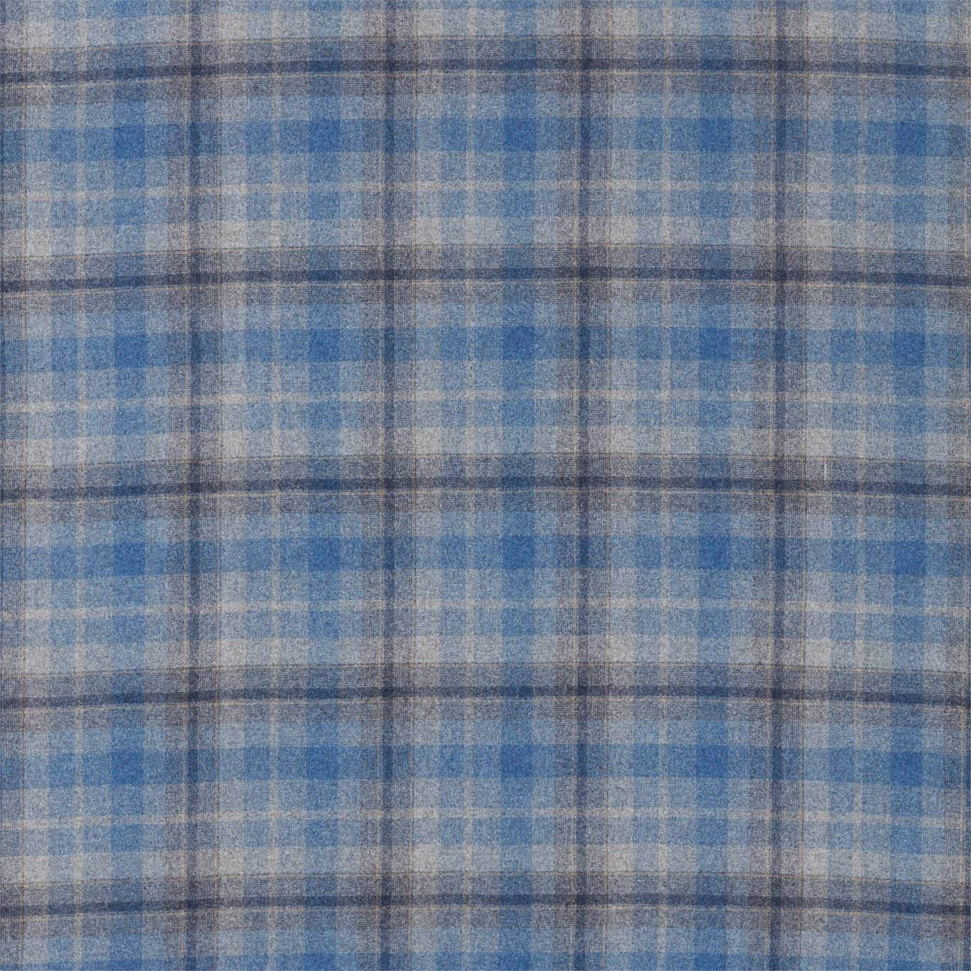 Samphrey Check Indigo/China Fabric By Sanderson