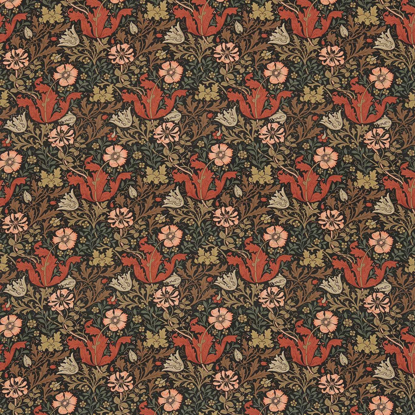 Compton Terracotta/Multi Fabric By Morris & Co