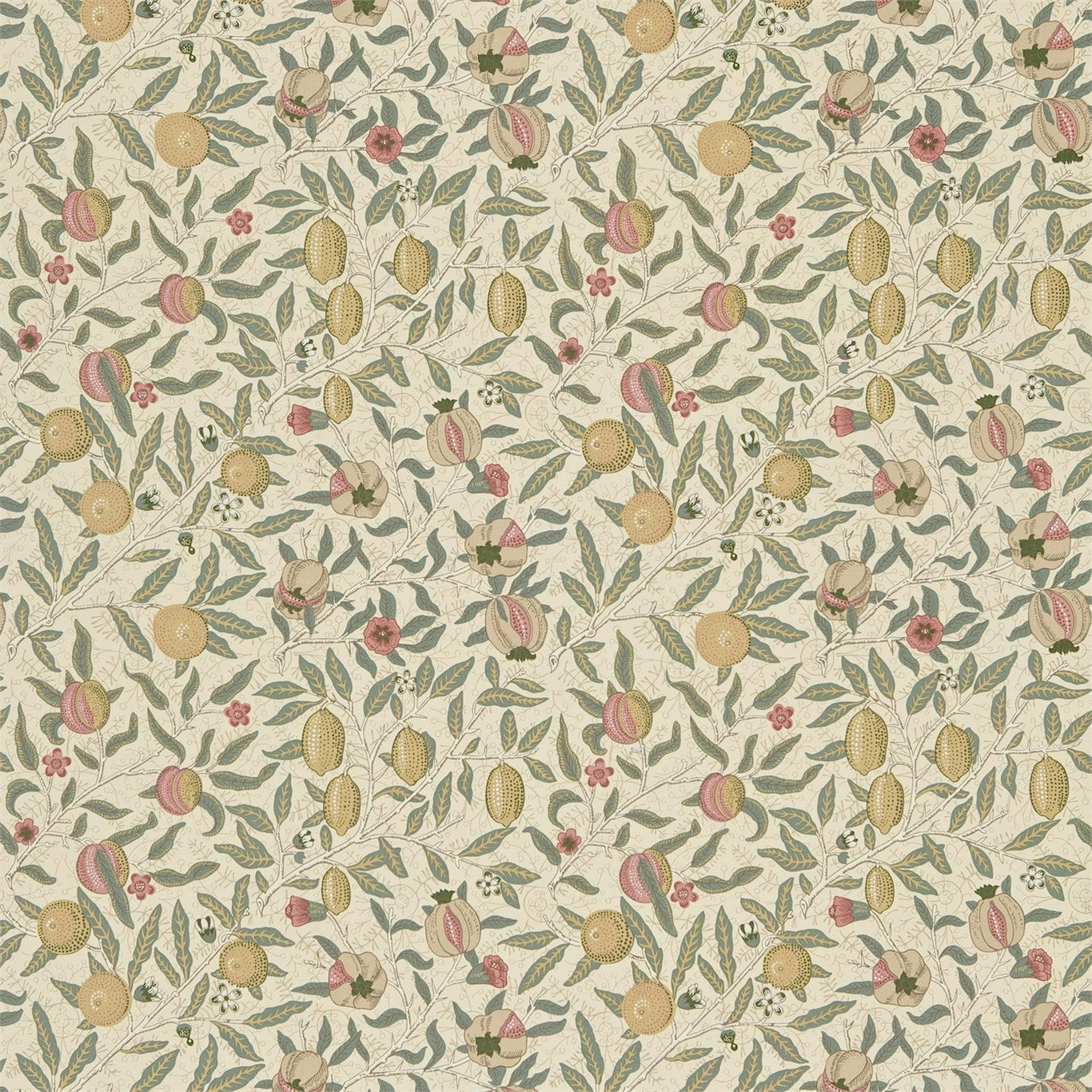 FRUIT IVORY/TEAL Fabric By Morris & Co