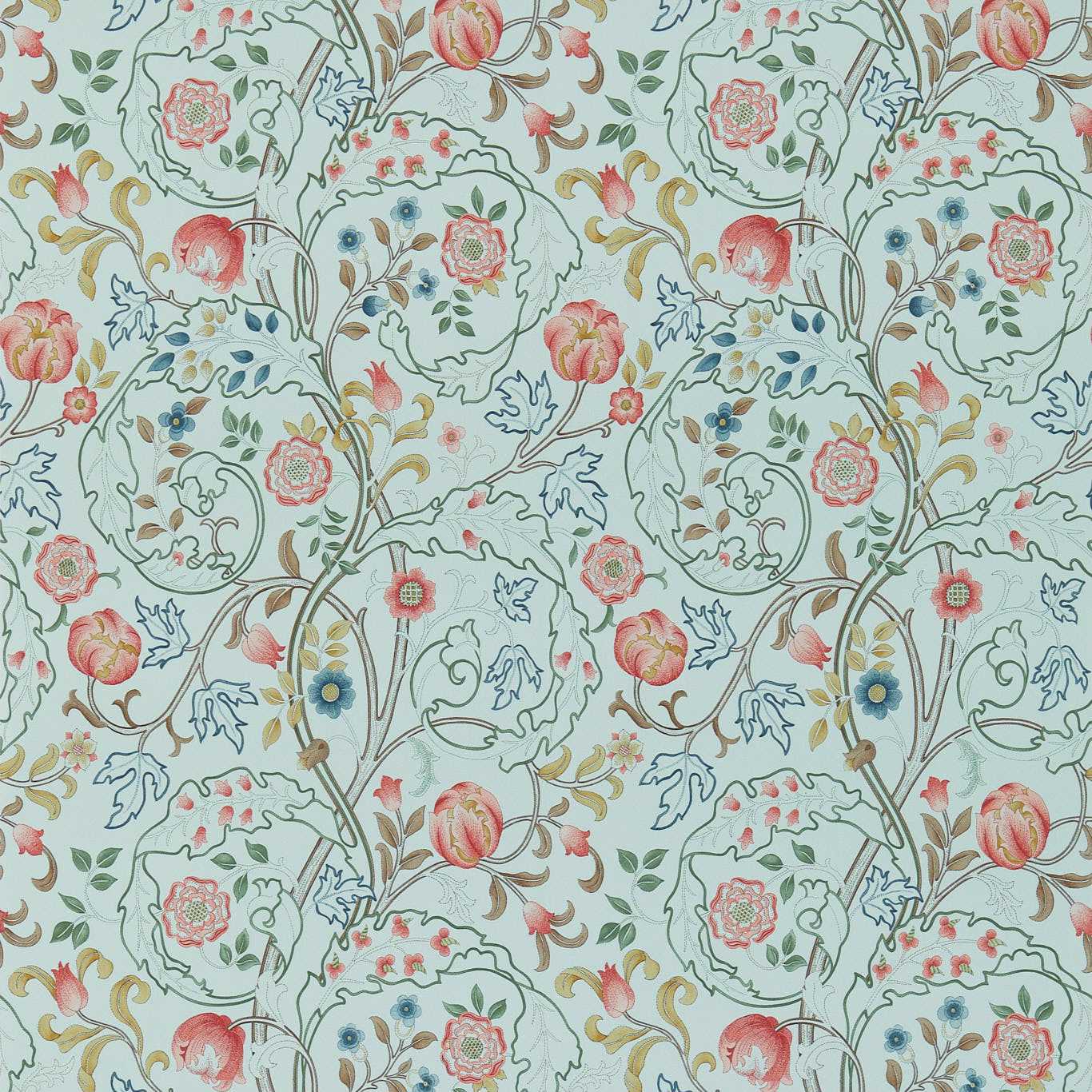 Mary Isobel Silk Blue/Pink Wallpaper DM3W214731 by Morris & Co