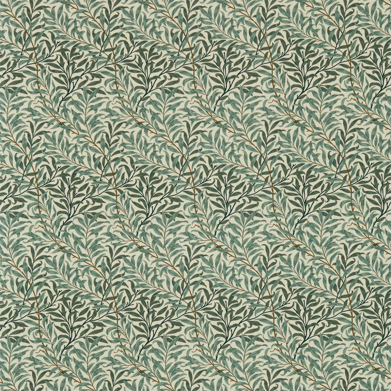 Willow Bough Cream/Green Fabric By Morris & Co