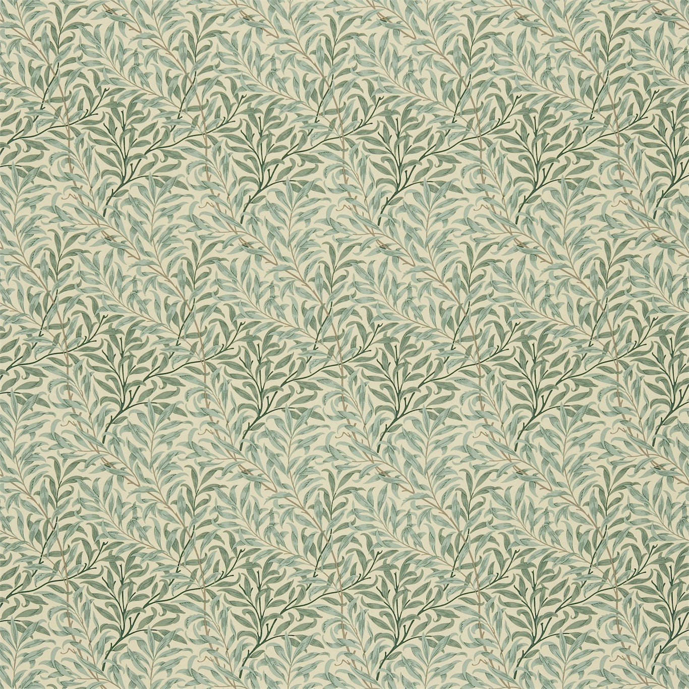 Willow Bough DMFPWB201 Cream/Pale Green Fabric By Morris & Co