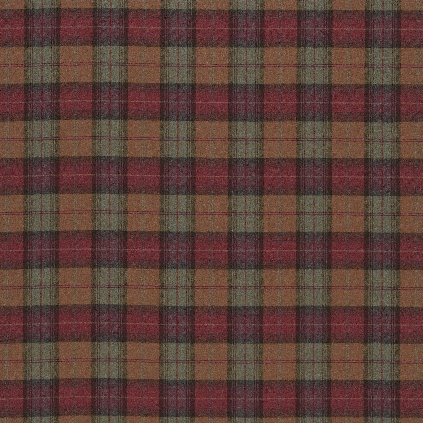 Woodford Plaid Brick/wine Fabric By Morris & Co