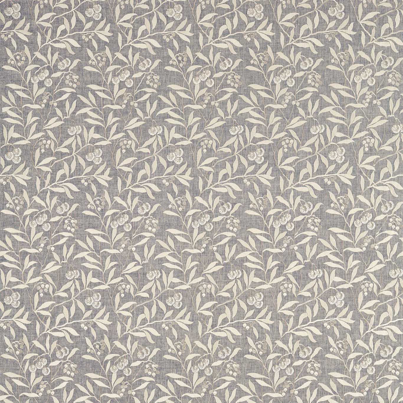 Pure Arbutus Embroidery Inky Grey Fabric By Morris & Co