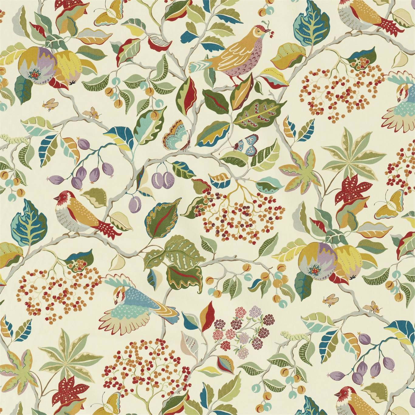 Birds and Berries Rowan Berry Fabric By Sanderson