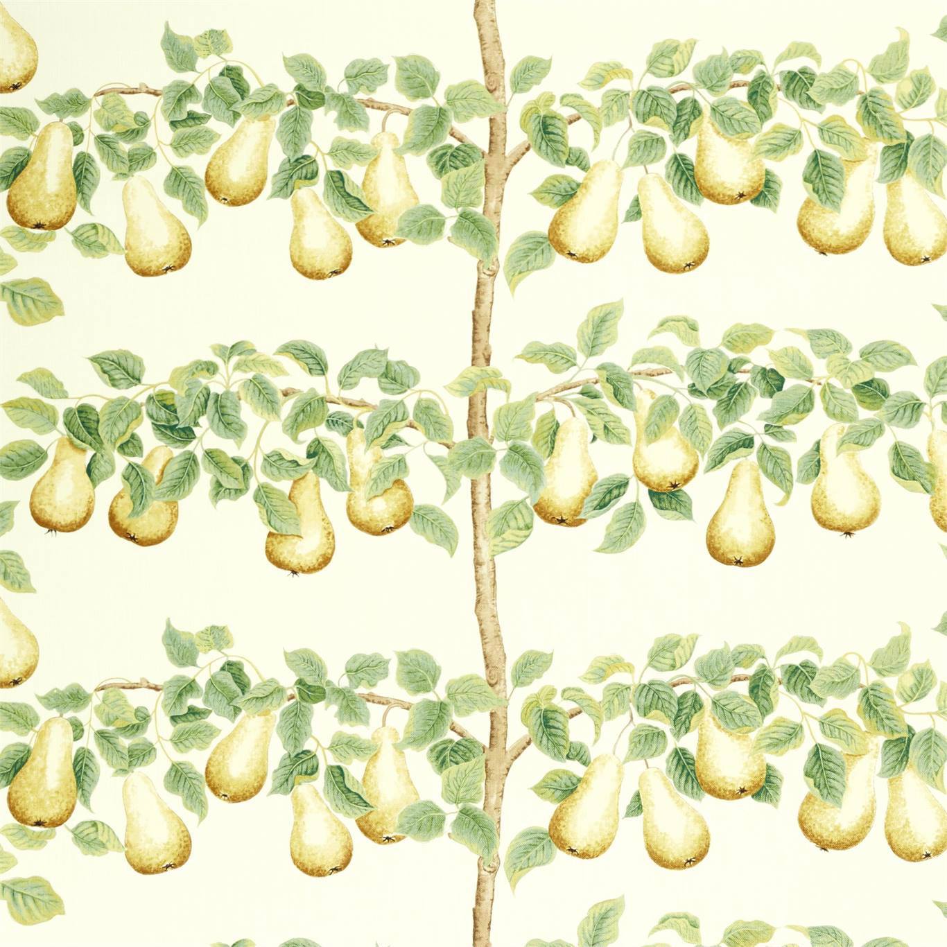 Perry Pears Ochre/Leaf Green Fabric By Sanderson