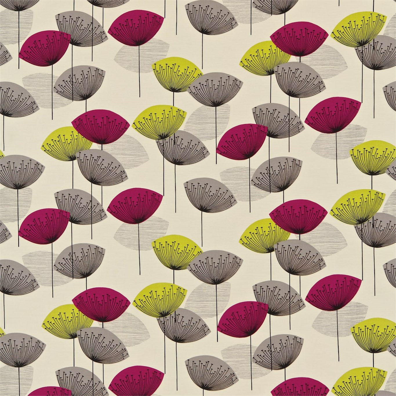 Dandelion Clocks DOPNDA202 Blackcurrant Fabric By Sanderson