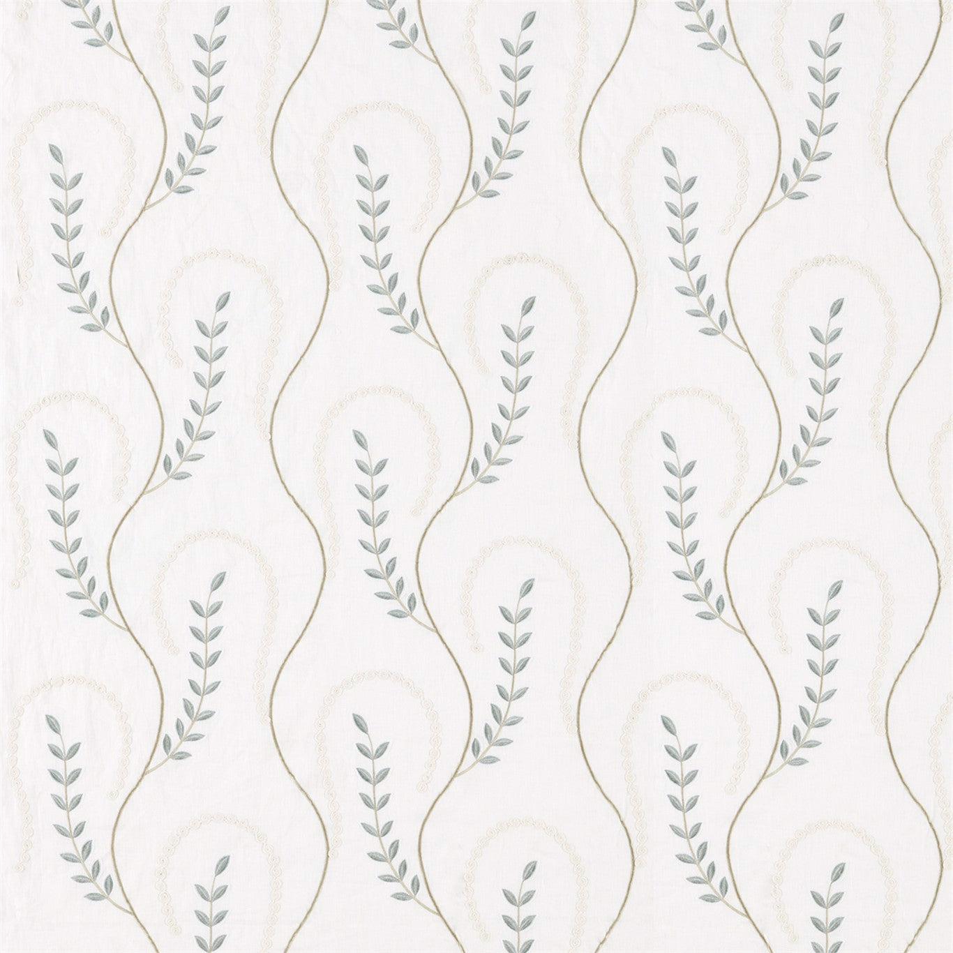 Chamomile Trail Teal/Green Fabric By Sanderson