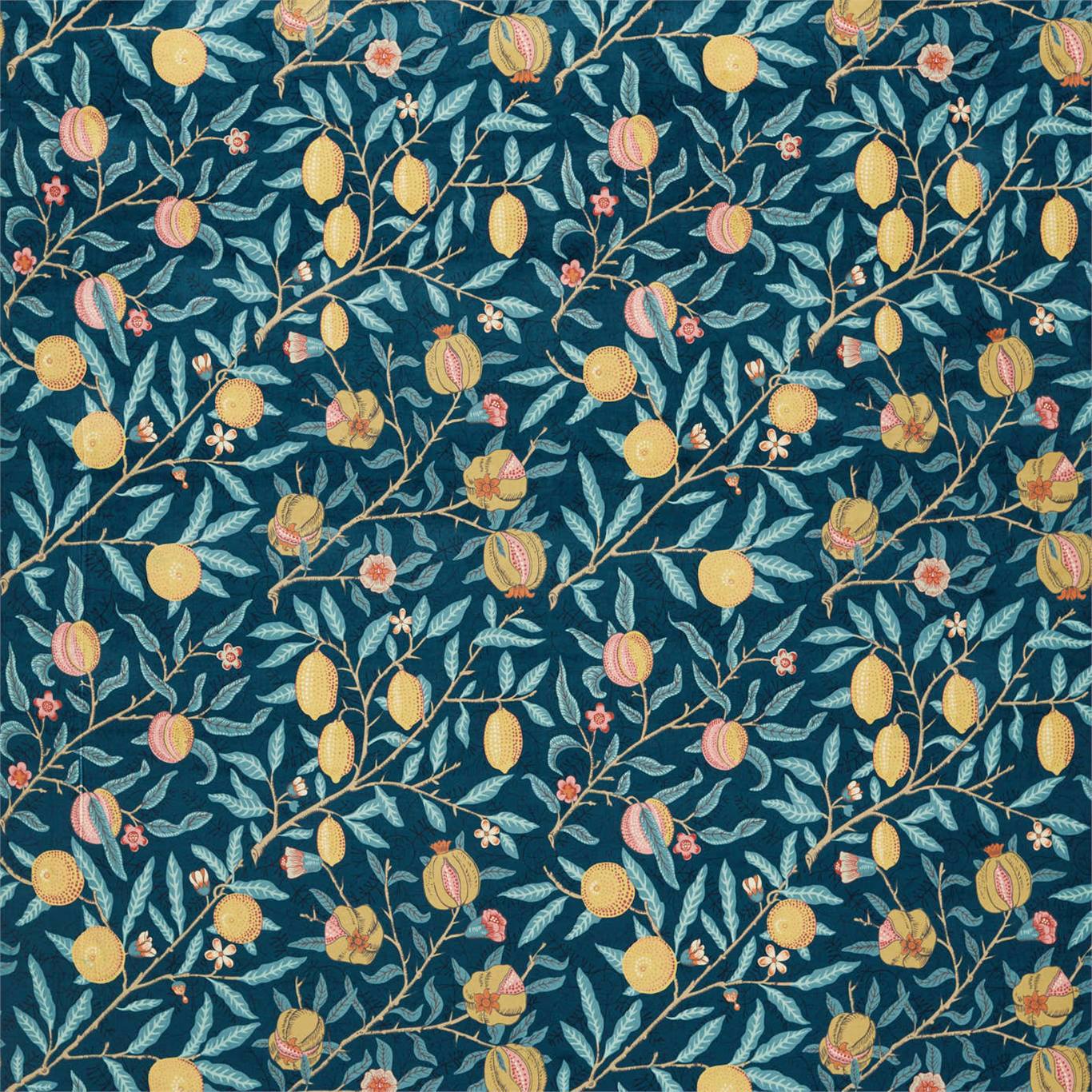 Fruit Velvet Indigo/Slate Fabric By Morris & Co