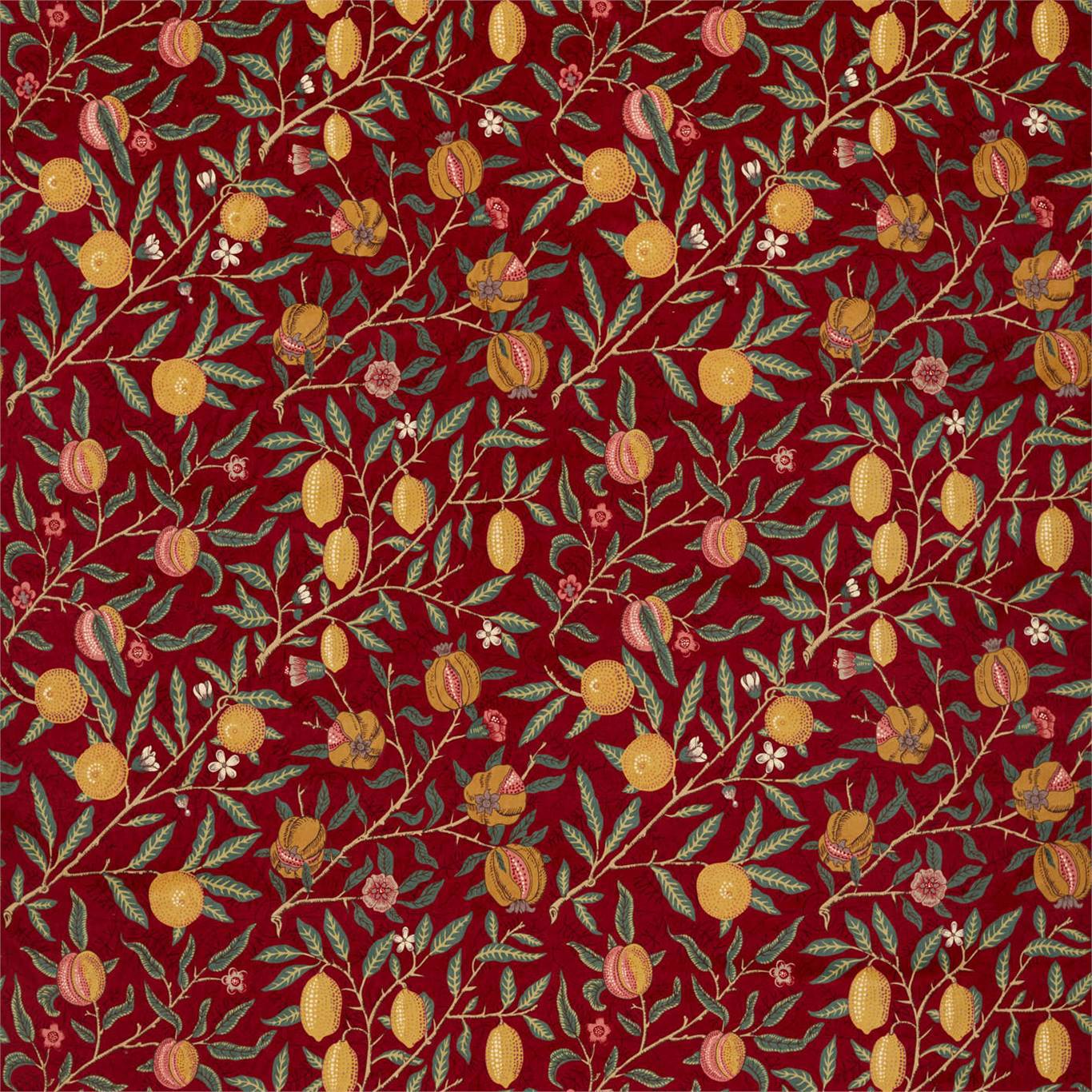 Fruit Velvet Madder/Bayleaf Fabric By Morris & Co