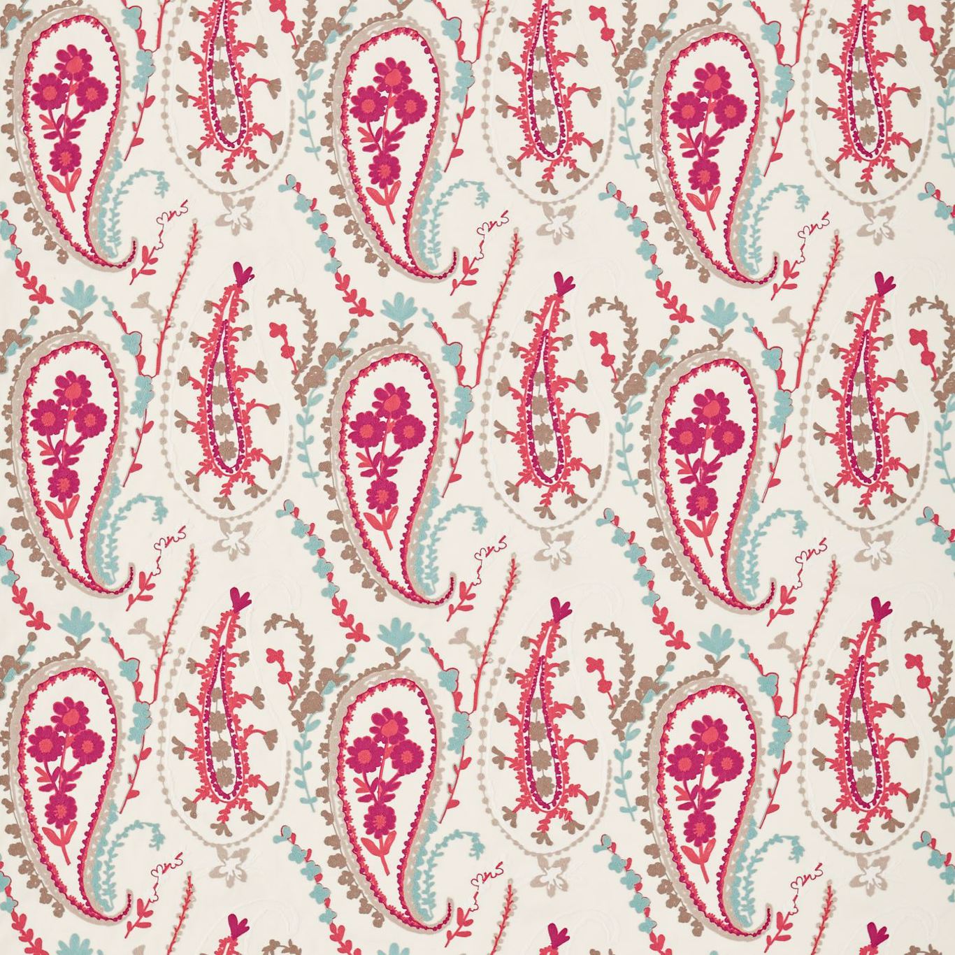 Jamila Coral/Aqua Fabric By Sanderson