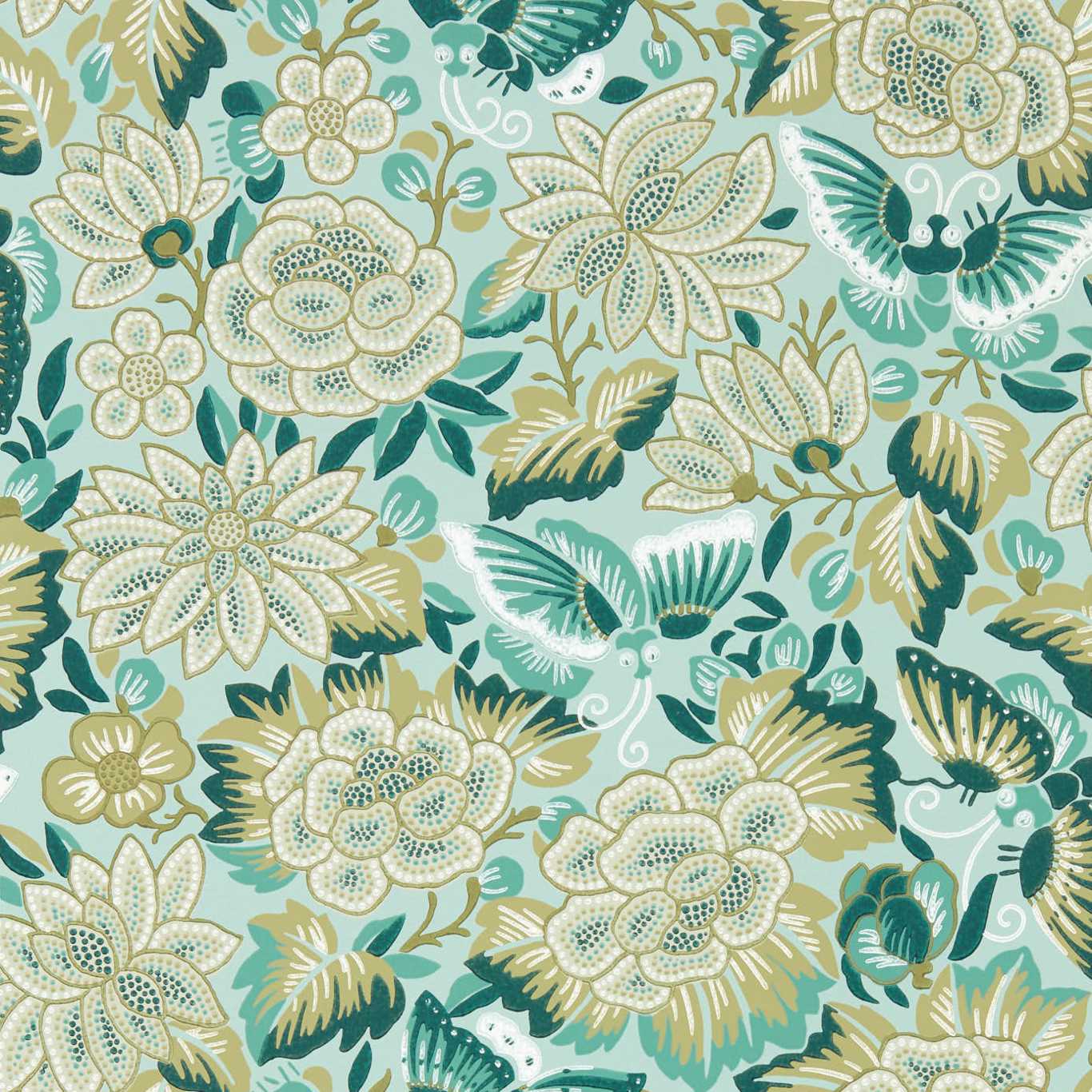 Amara Butterfly Bamboo/ Fountain Green Wallpaper DWAW217118 by Sanderson