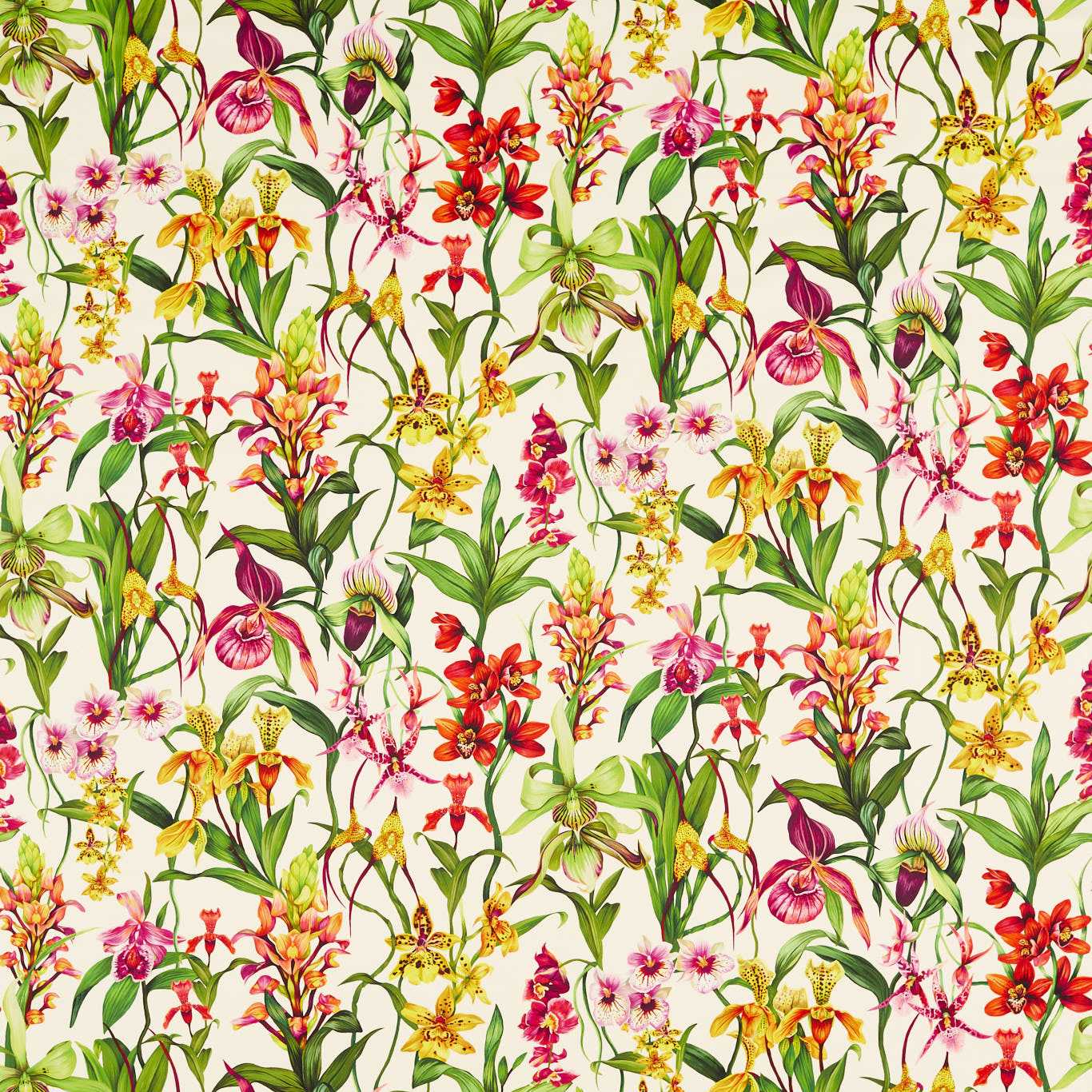 Kalina Parchment/Forest/Azalea Fabric By Harlequin