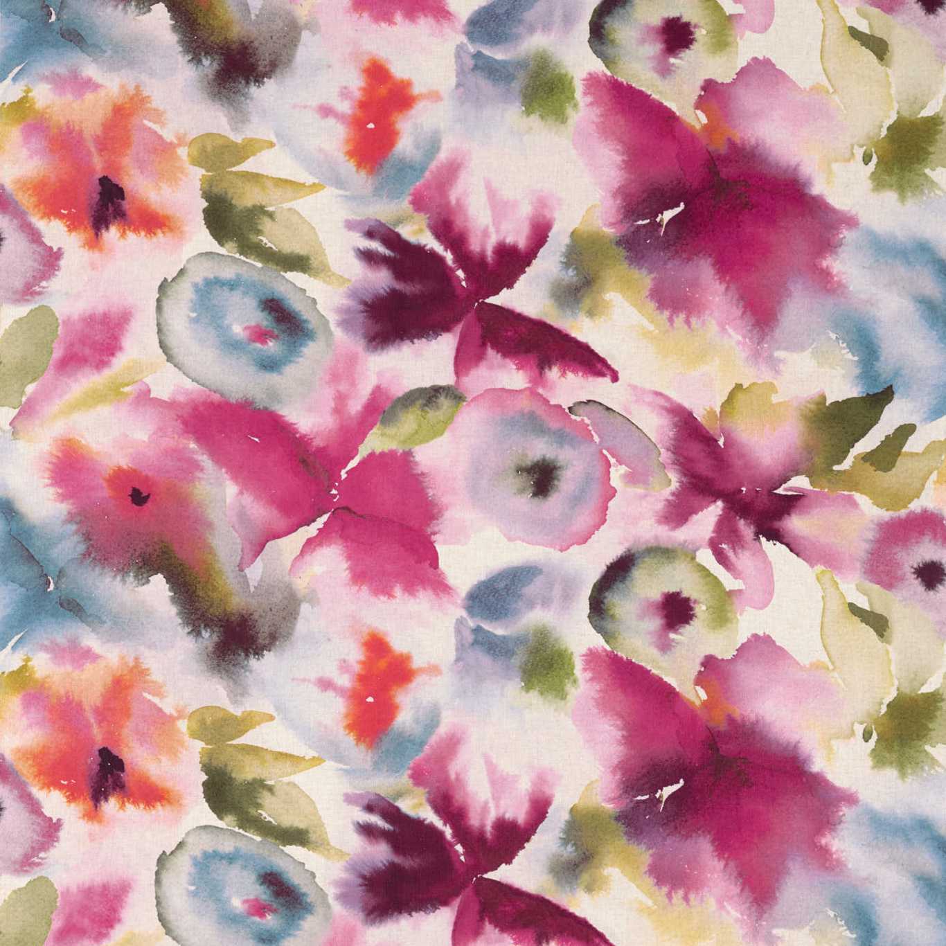 Flores Fuchsia/Zest/Azure Fabric By Harlequin