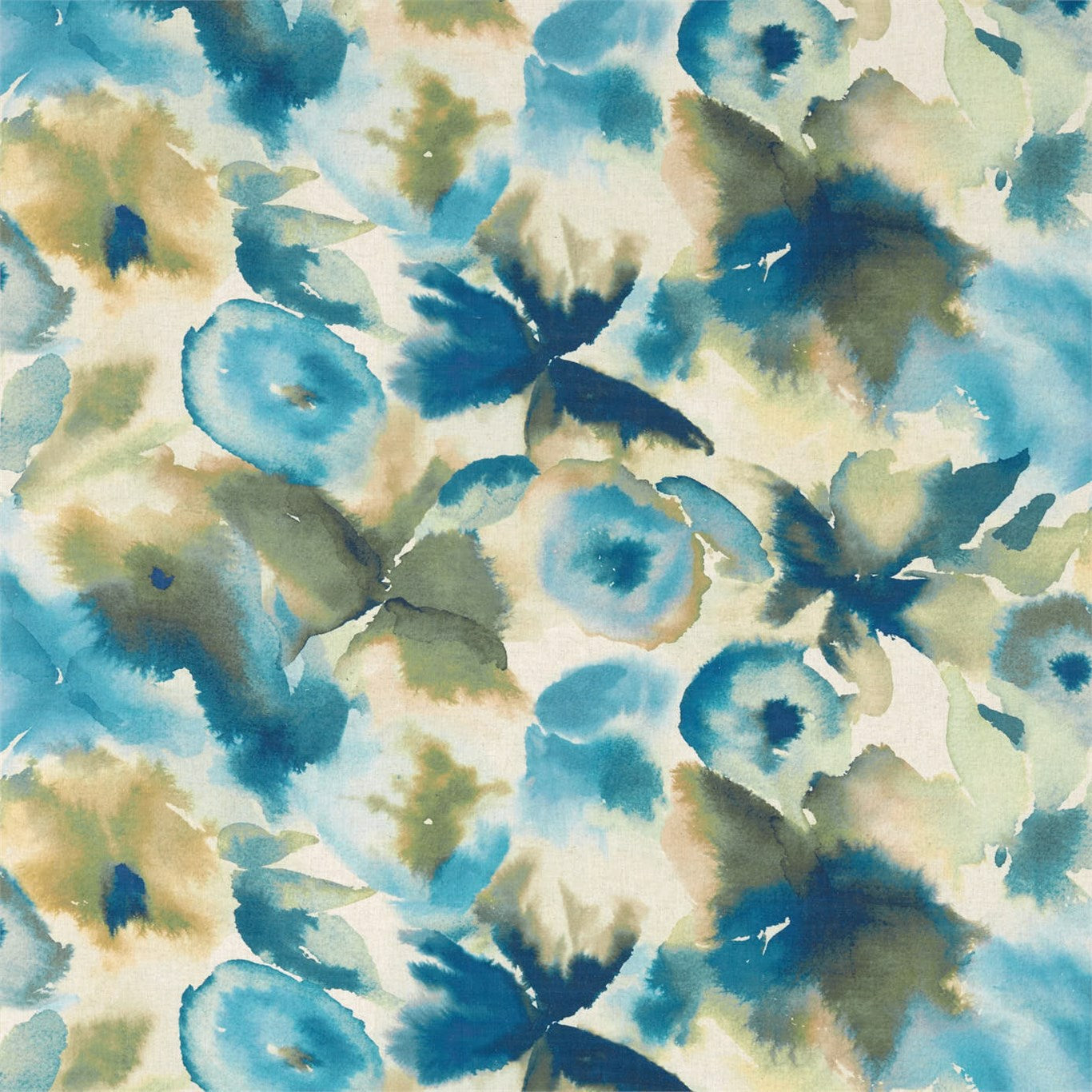 Flores Sky/Emerald/Zest Fabric By Harlequin