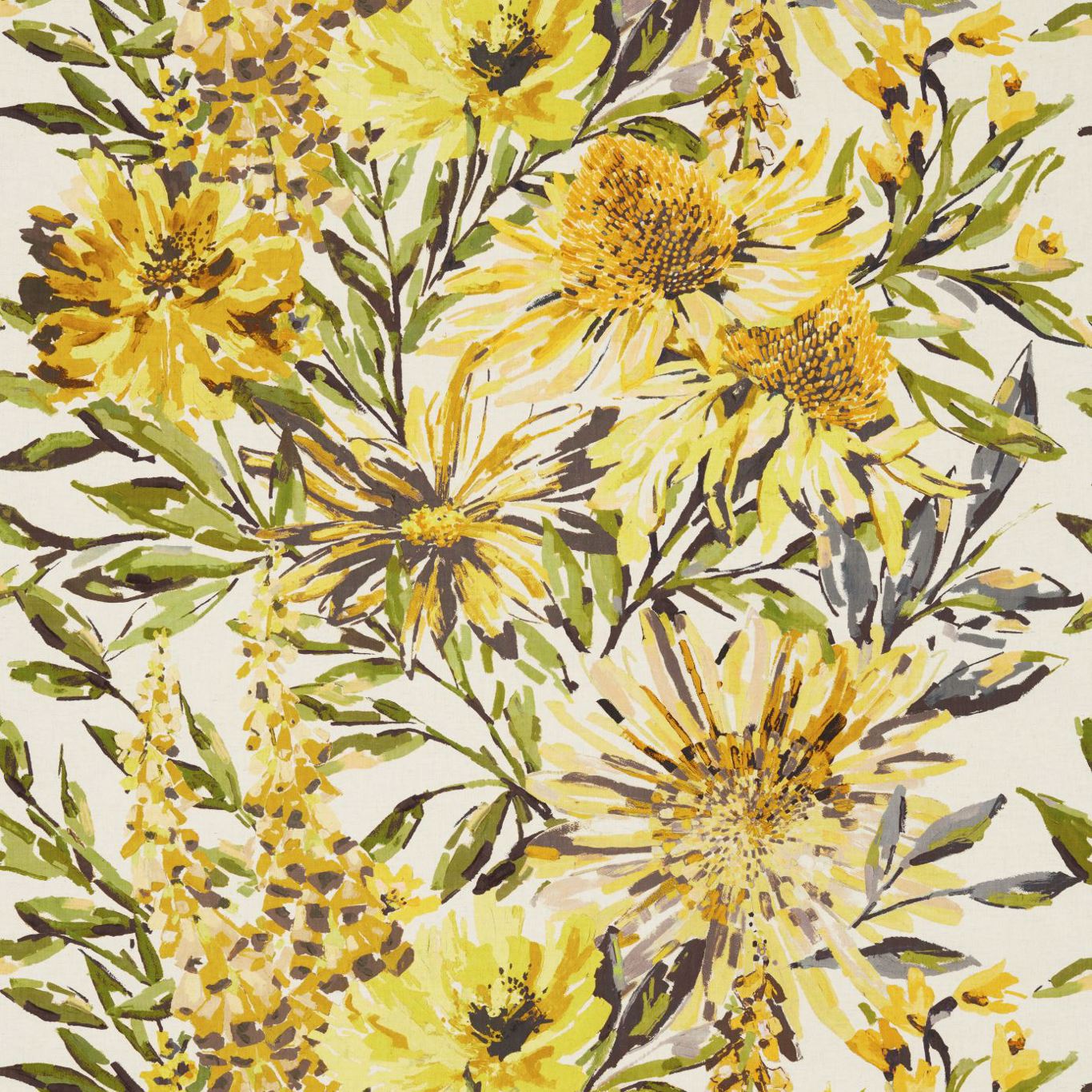 Floreale Maize/Mustard/Sage Fabric By Harlequin