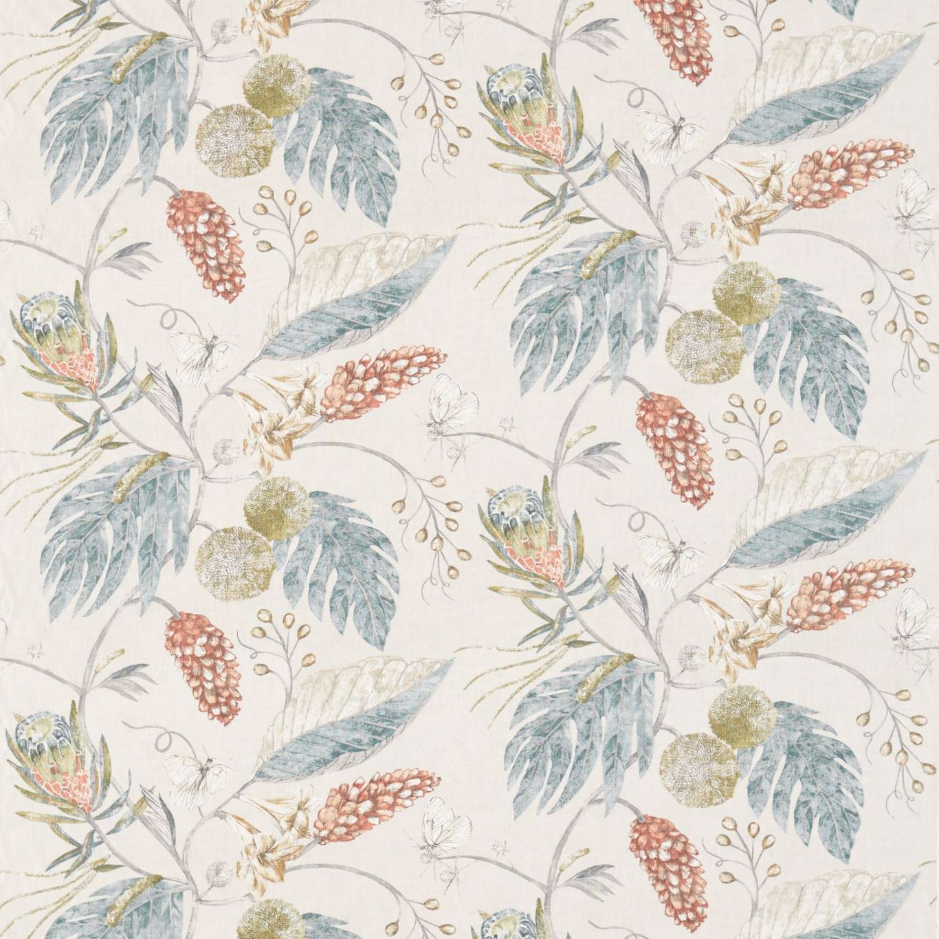 Amborella Olive/Seaglass Fabric By Harlequin